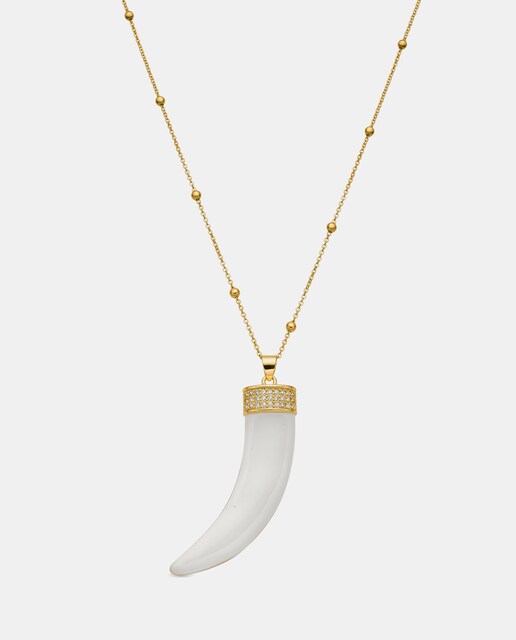 Imagem 0 de Colar Boho com Acabamento em Ouro de 18k com Lacado em Branco