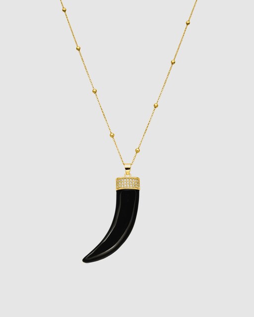 Imagem 0 de Colar Boho com Acabamento em Ouro de 18k com Lacado em Preto