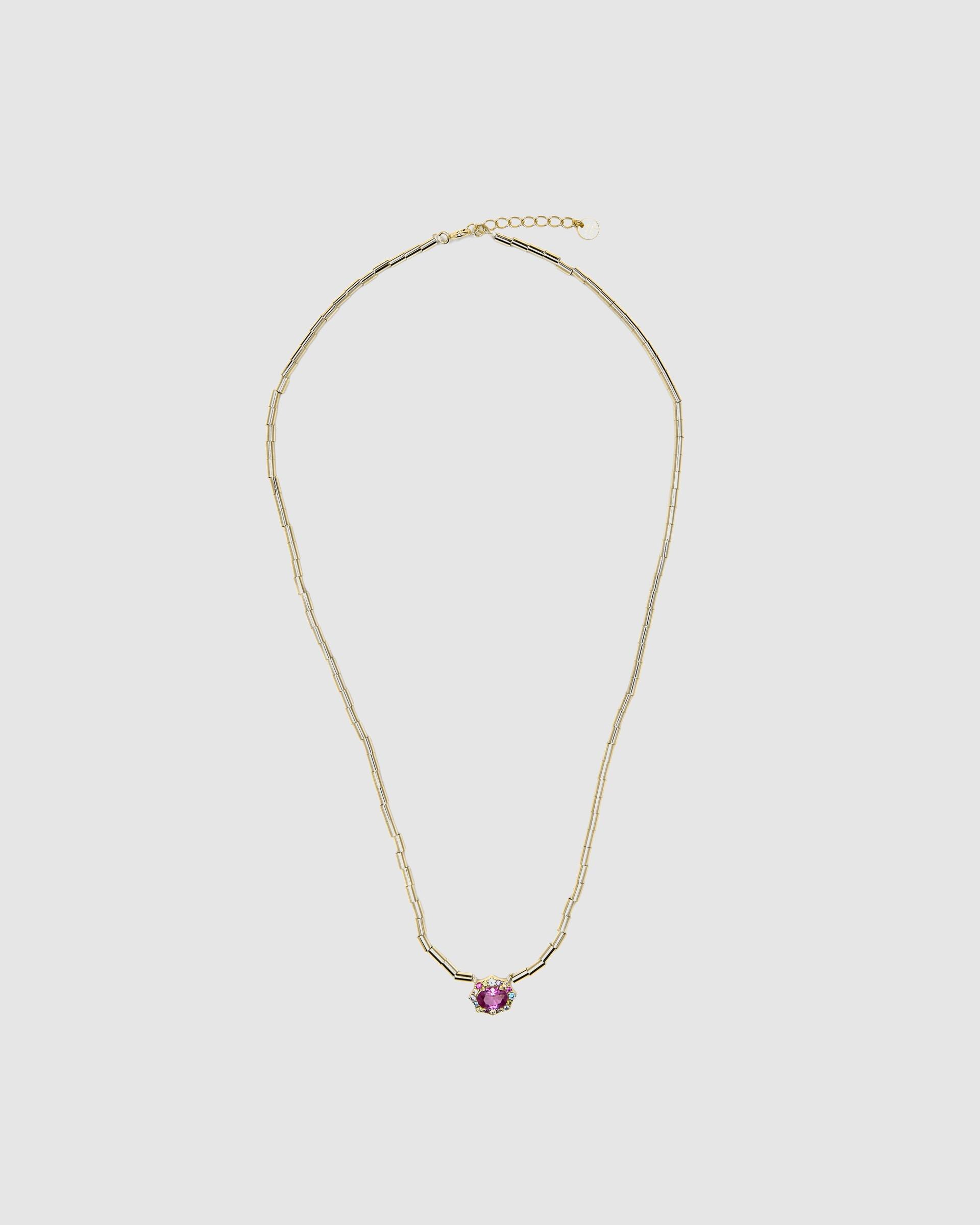 Colar Atelier de Prata de Lei 925 com Acabamento em Ouro de 18 Quilates e Zirconita Rubi Ouro-3