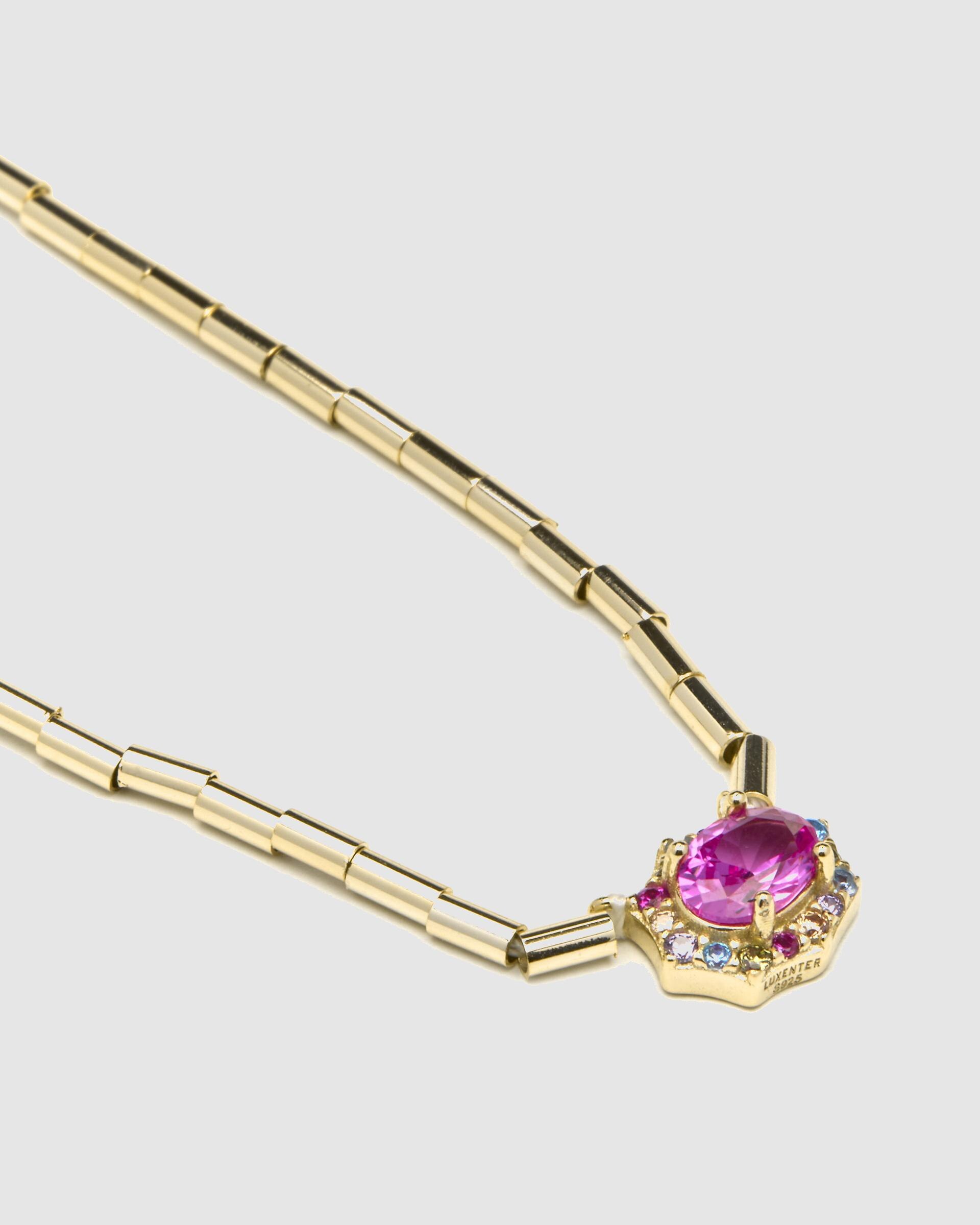 Colar Atelier de Prata de Lei 925 com Acabamento em Ouro de 18 Quilates e Zirconita Rubi Ouro-5