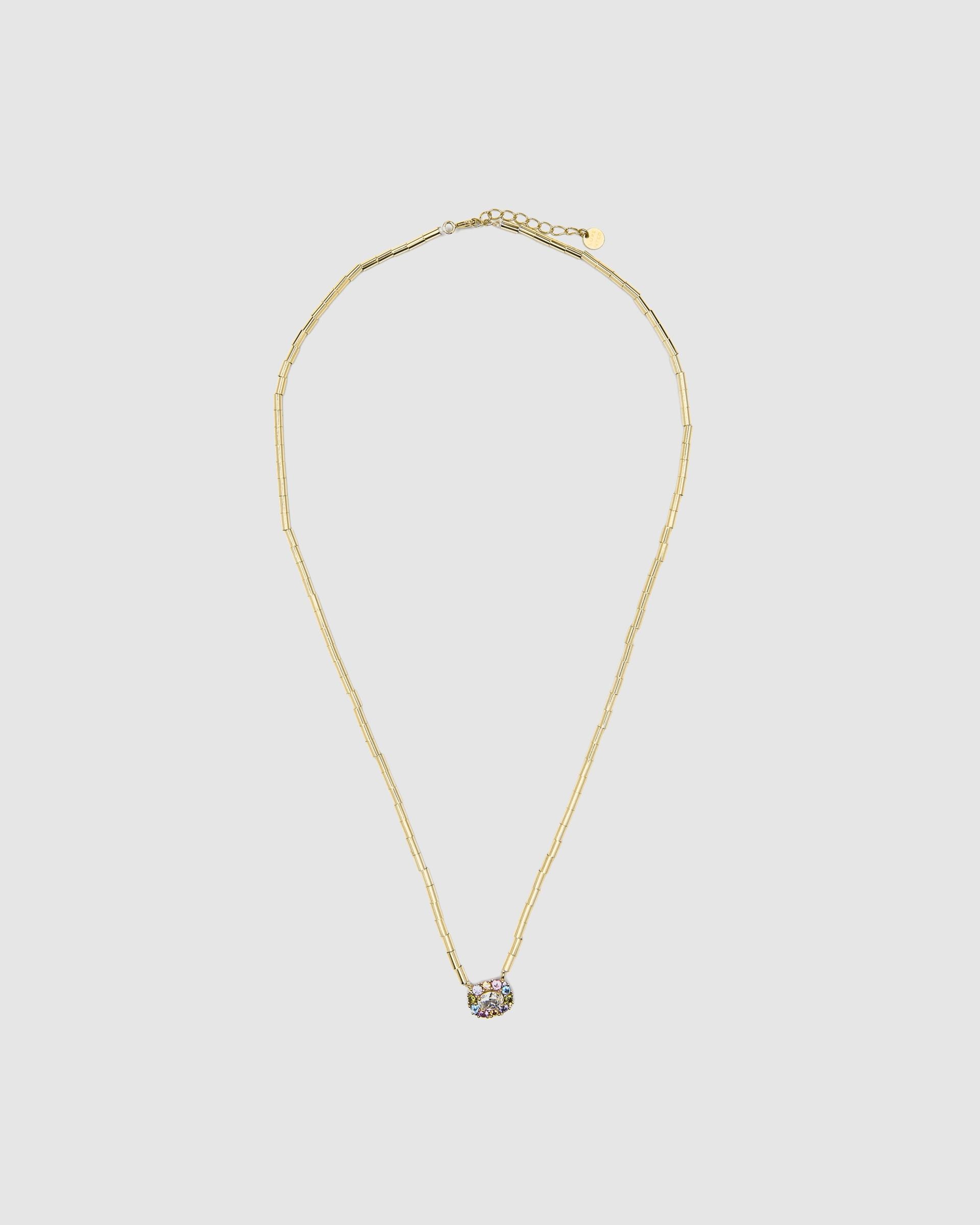 Colar Atelier de Prata de Lei 925 com Acabamento em Ouro de 18 Quilates e Zirconita Multicolor Ouro-3
