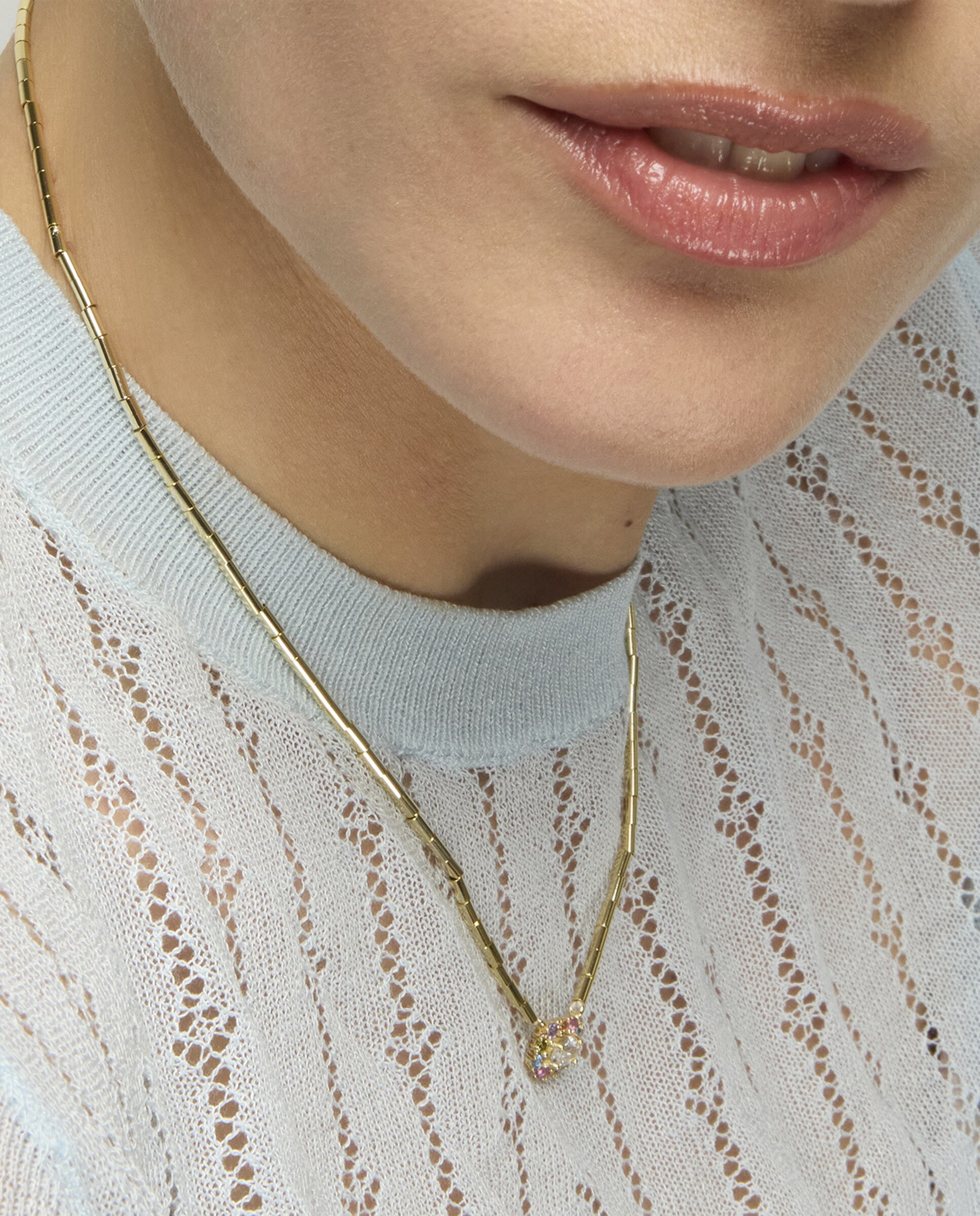 Colar Atelier de Prata de Lei 925 com Acabamento em Ouro de 18 Quilates e Zirconita Multicolor Ouro-4