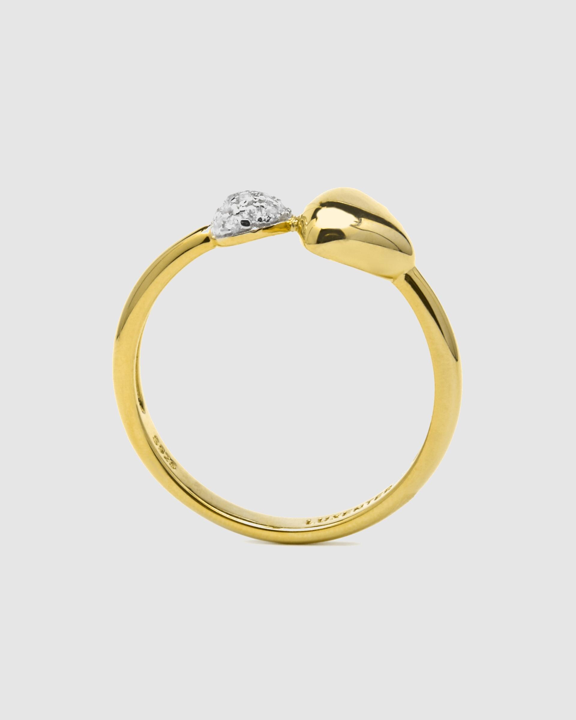 Anel Momentos para Brilhar de Prata de Lei 925 com Acabamento em Ouro de 18 Quilates e Zirconita Brilhante Amarelo-6