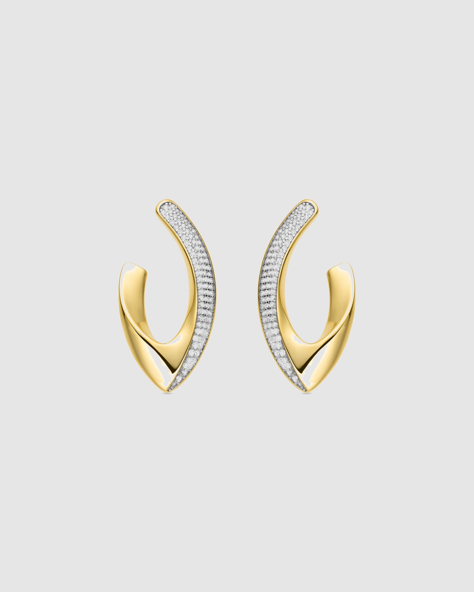 Brincos de Argola Momentos para Brilhar de Prata de Lei 925 Acabados em Ouro de 18 Quilates com Zirconita Ouro / Prata-1