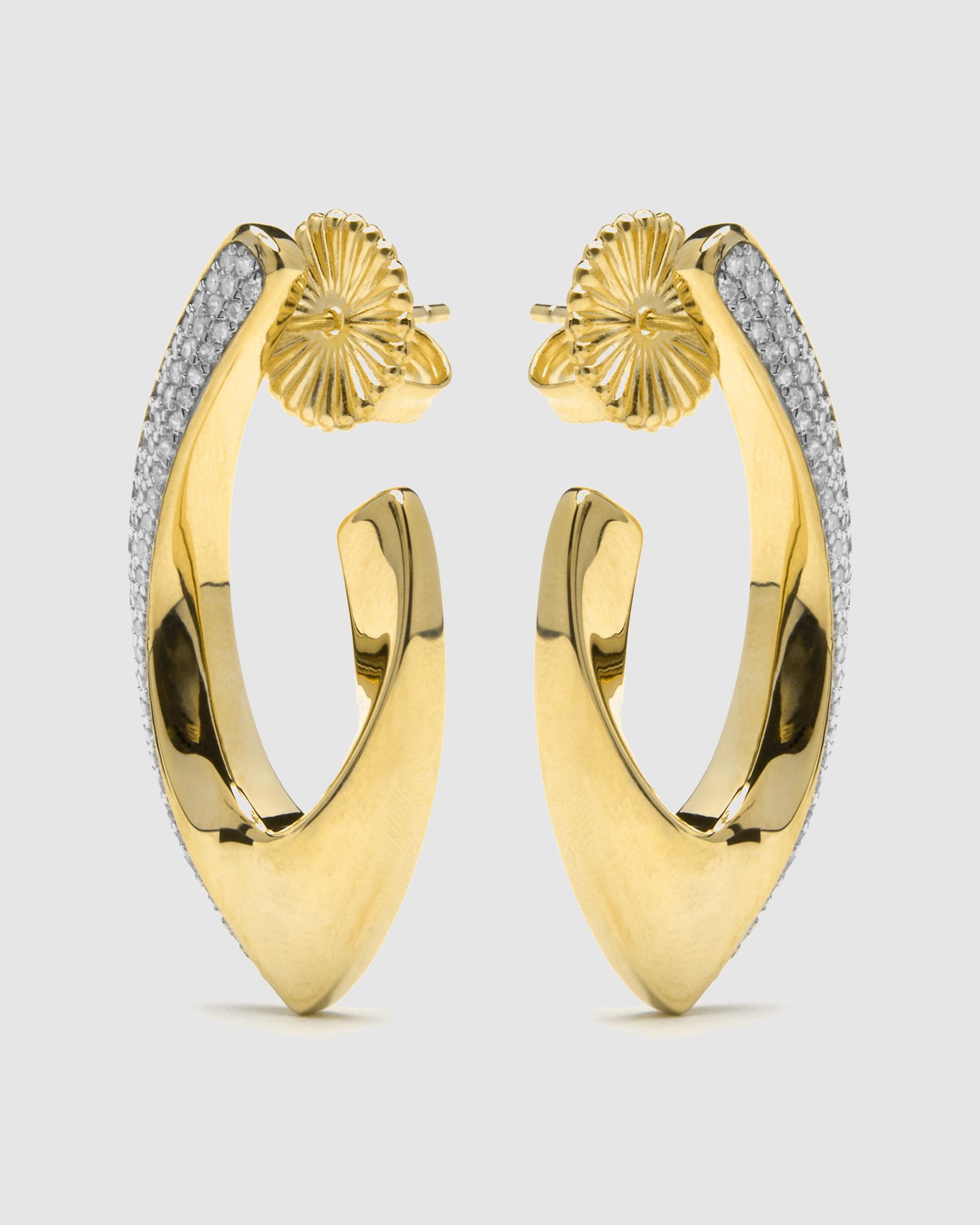 Brincos de Argola Momentos para Brilhar de Prata de Lei 925 Acabados em Ouro de 18 Quilates com Zirconita Ouro / Prata-4