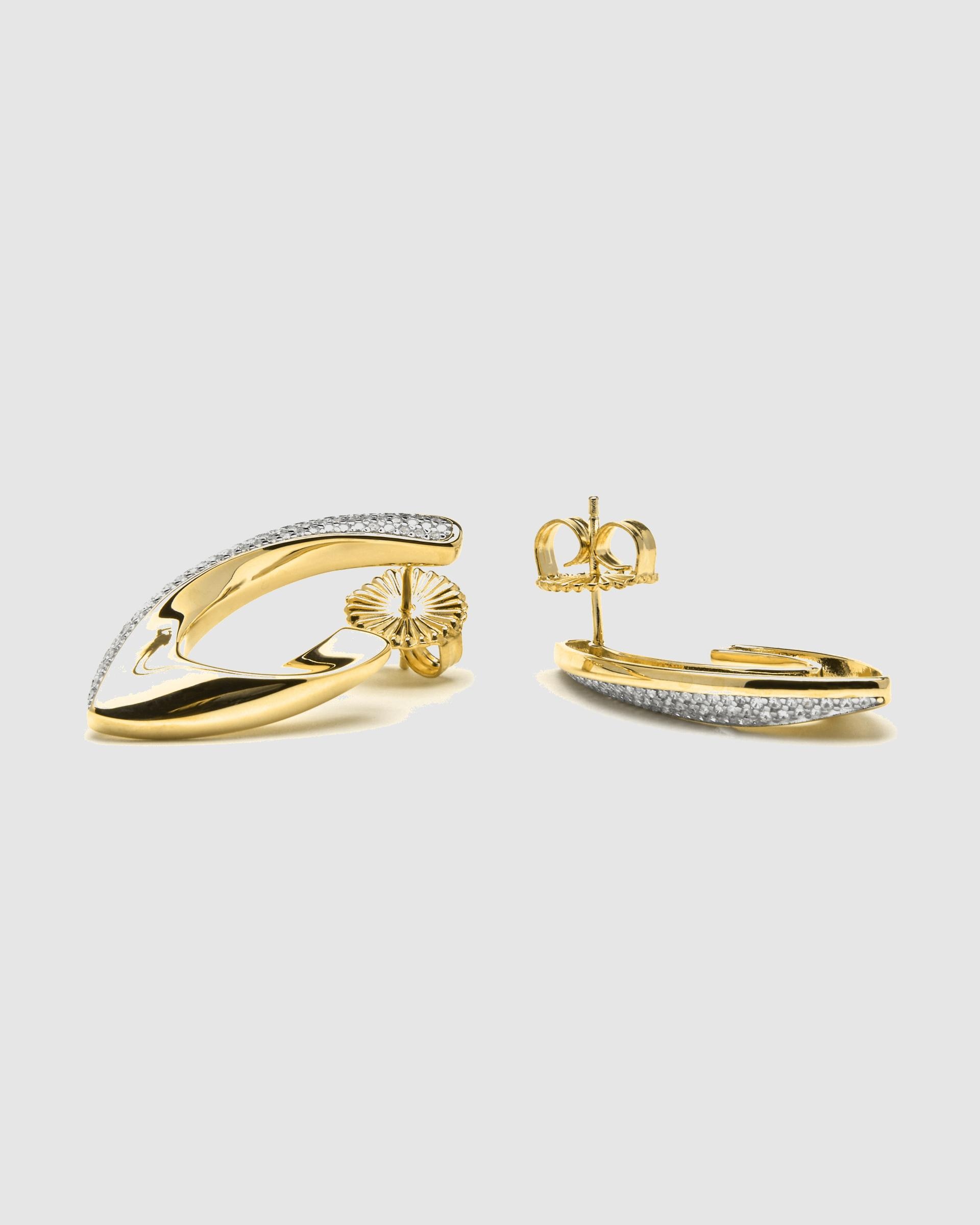 Brincos de Argola Momentos para Brilhar de Prata de Lei 925 Acabados em Ouro de 18 Quilates com Zirconita Ouro / Prata-6