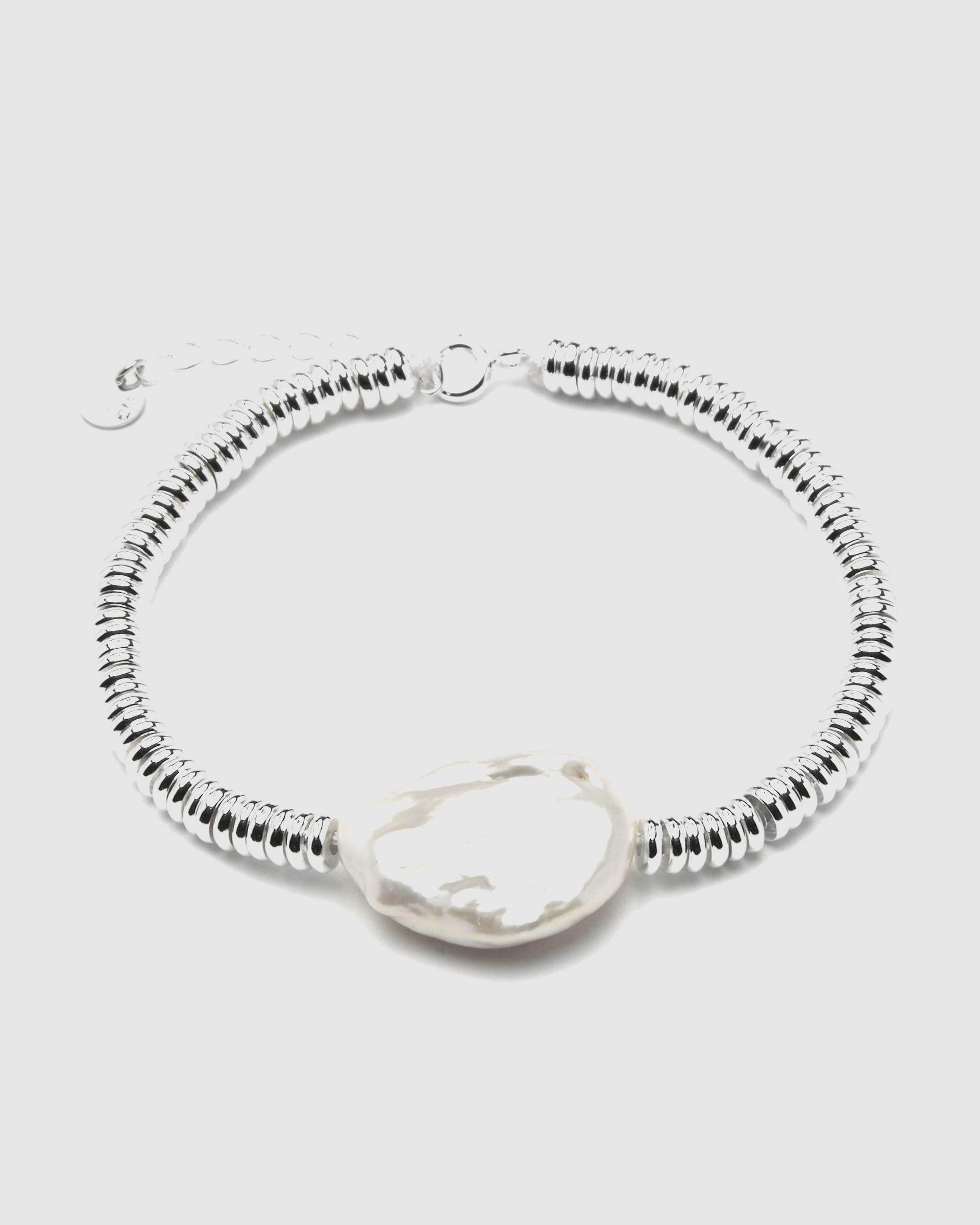 Pulseira de Corrente Momentos para Brilhar de Prata de Lei 925 Acabada em Ródio com Pérola Prata-3