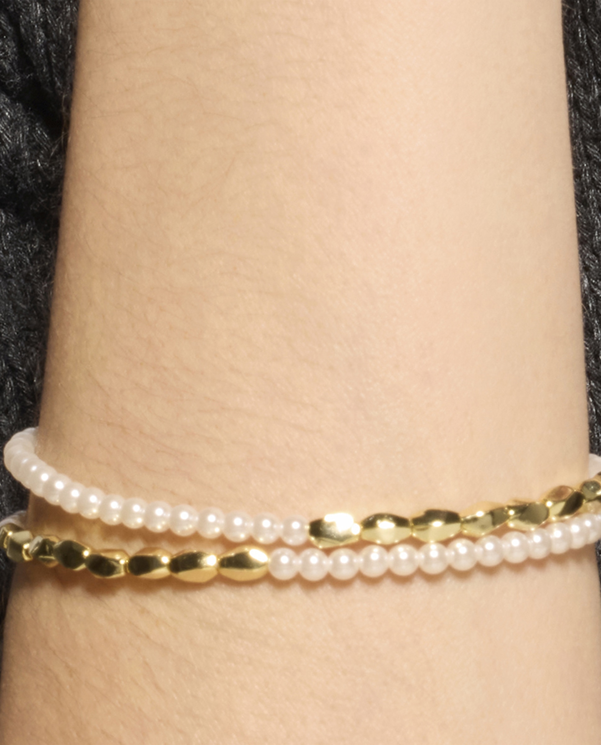 Pulseira de Elos Momentos para Brilhar de Prata de Lei 925 Acabada em Ouro de 18 Quilates com Pérola Ouro-3
