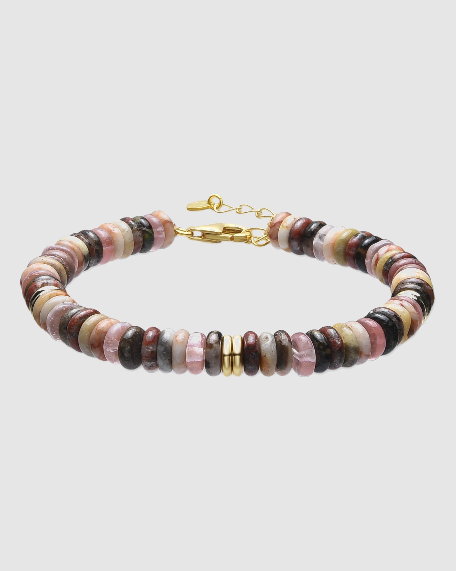 Imagem 0 de Pulseira de Corrente Trendy Acabada em Ouro de 18 Quilates com Ágata Multicolor