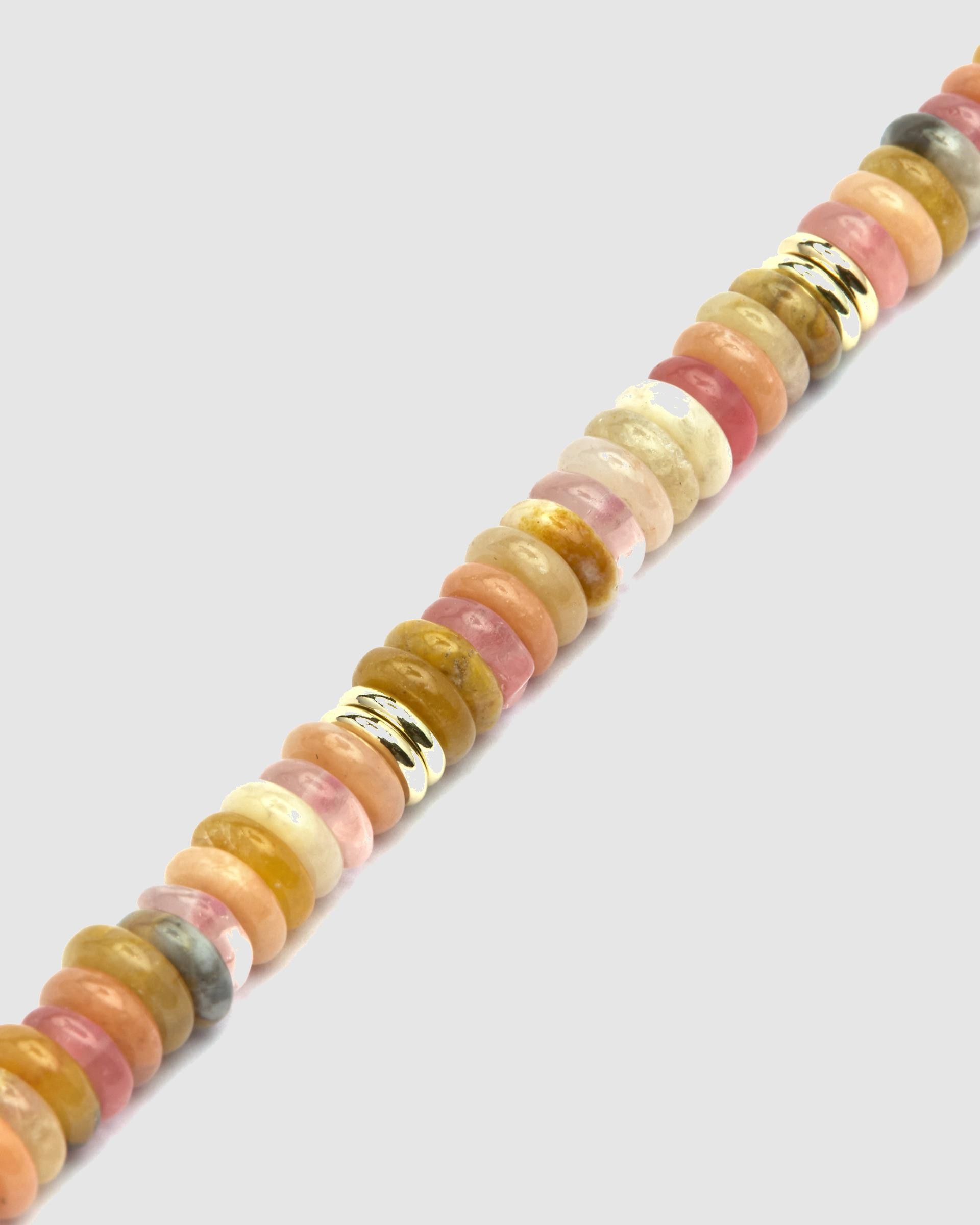 Pulseira de Corrente Trendy de Prata de Lei 925 Acabada em Ouro de 18 Quilates com Ágata Multicolor Ouro-3