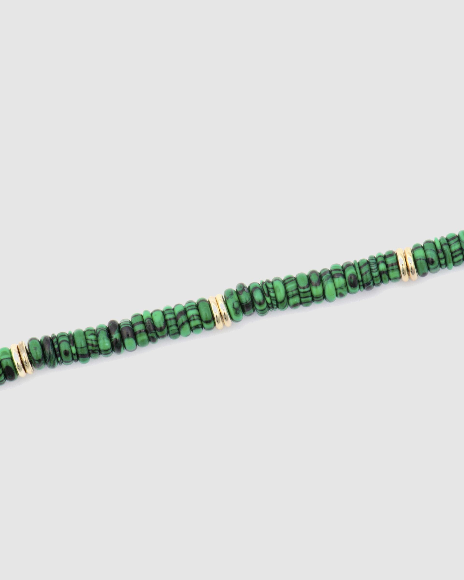 Pulseira de Corrente Trendy de Prata de Lei 925 Acabada em Ouro de 18 Quilates com Malaquita Prata-6