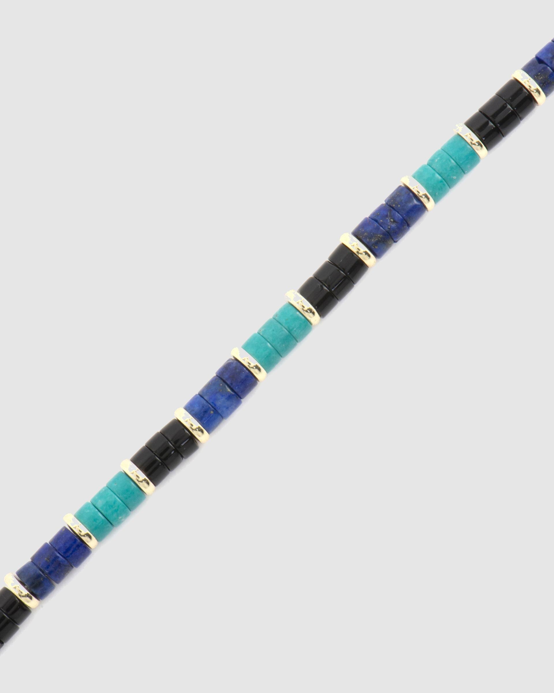 Pulseira de Corrente Trendy de Prata de Lei 925 com Acabamento em Ouro de 18 Quilates e Turquesa Azul-turquesa-6