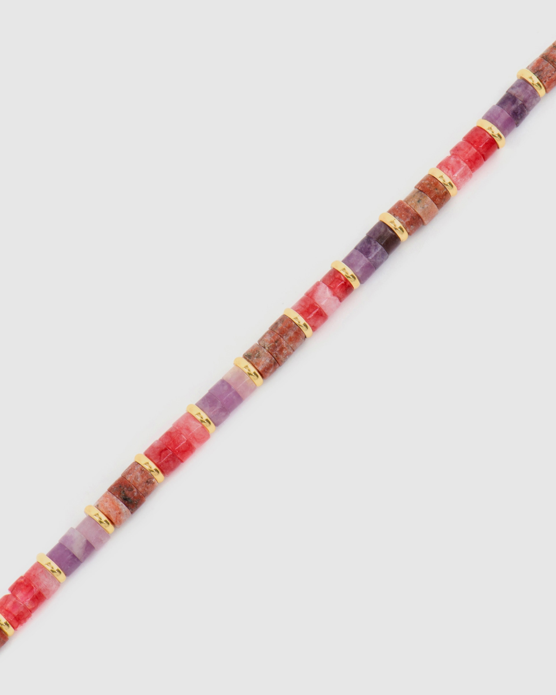 Pulseira de Corrente Trendy de Prata de Lei 925 com Acabamento em Ouro de 18 Quilates com Ametista Natural Dourado-6