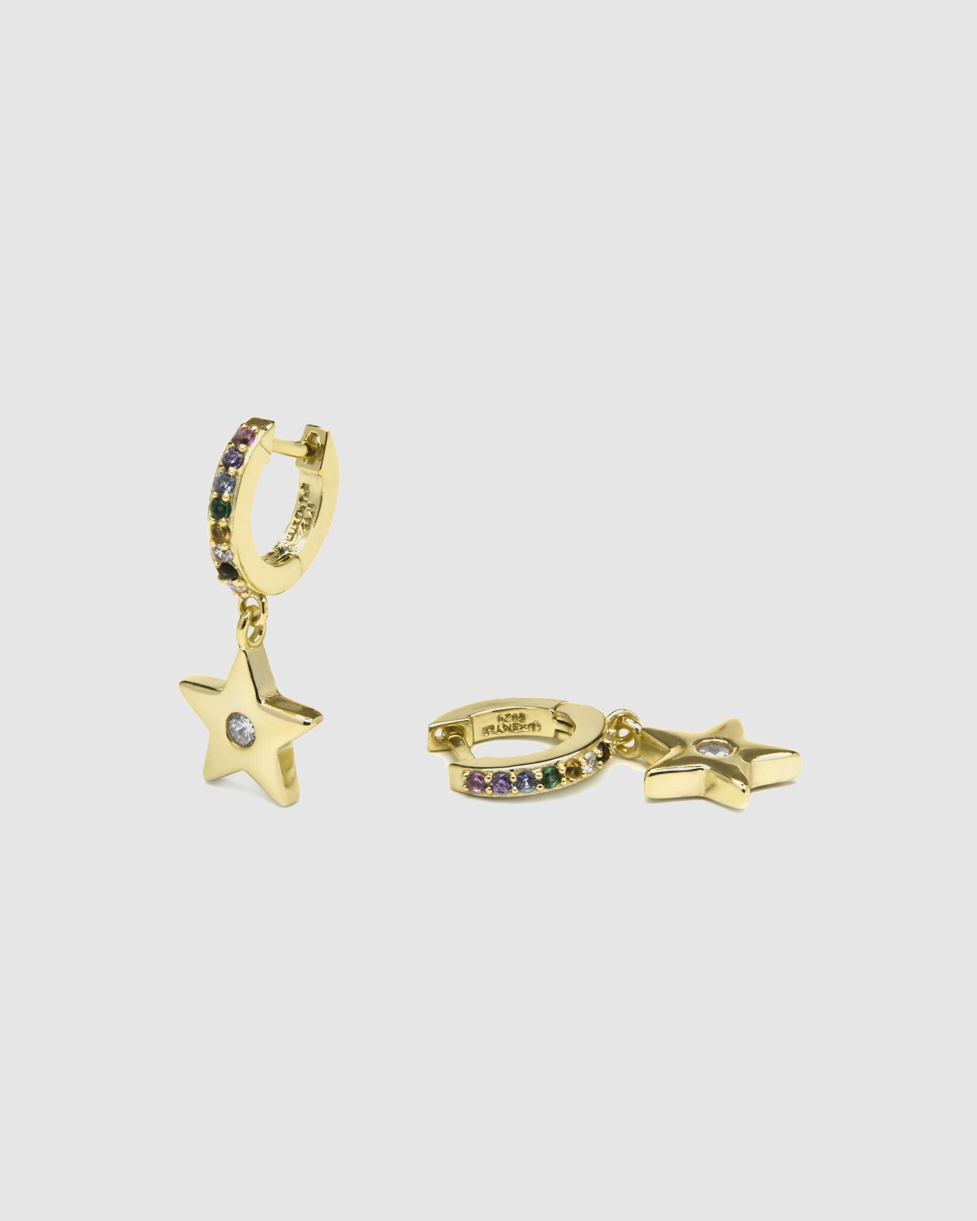 Brincos de Argola Pide Un Deseo de Prata de Lei 925 com Acabamento em Ouro de 18 Quilates e Zirconita Multicolor Ouro-6