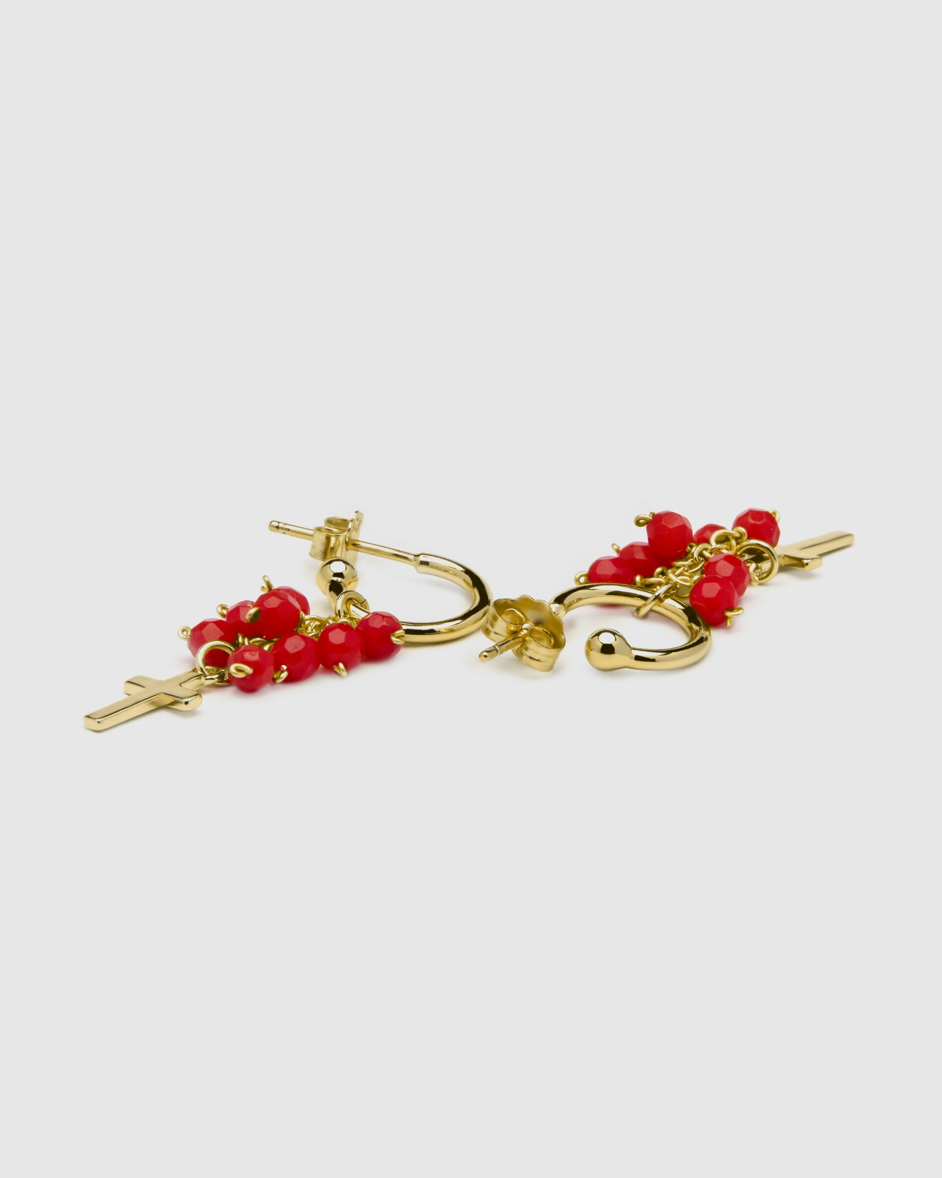 Brincos de Argola Pide Un Deseo de Prata de Lei 925 com Acabamento em Ouro de 18 Quilates com Ágata Vermelha Ouro-5