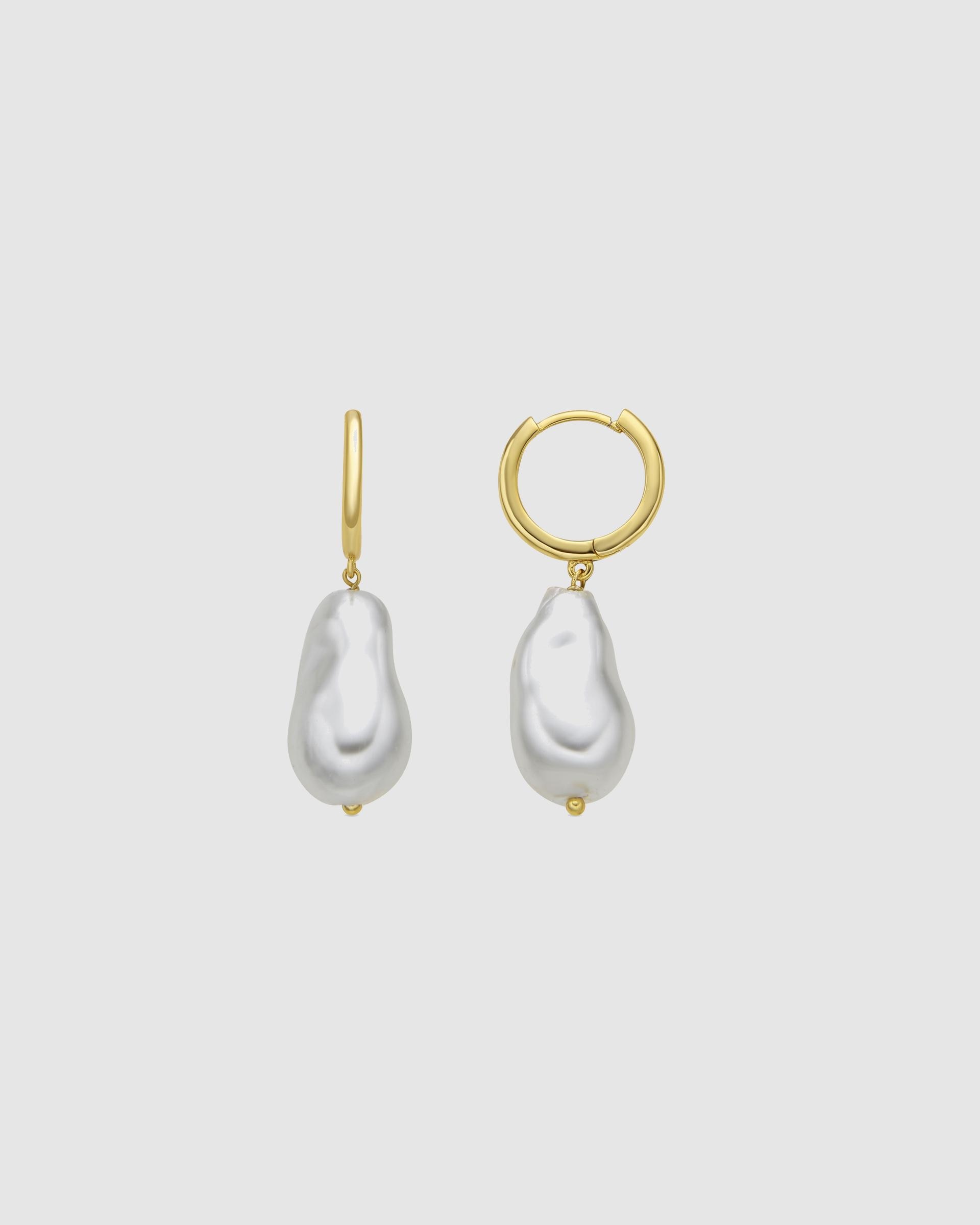 Brincos Trendy de Prata de Lei 925 com Acabamento em Ouro de 18 Quilates e Pérola Ouro-1