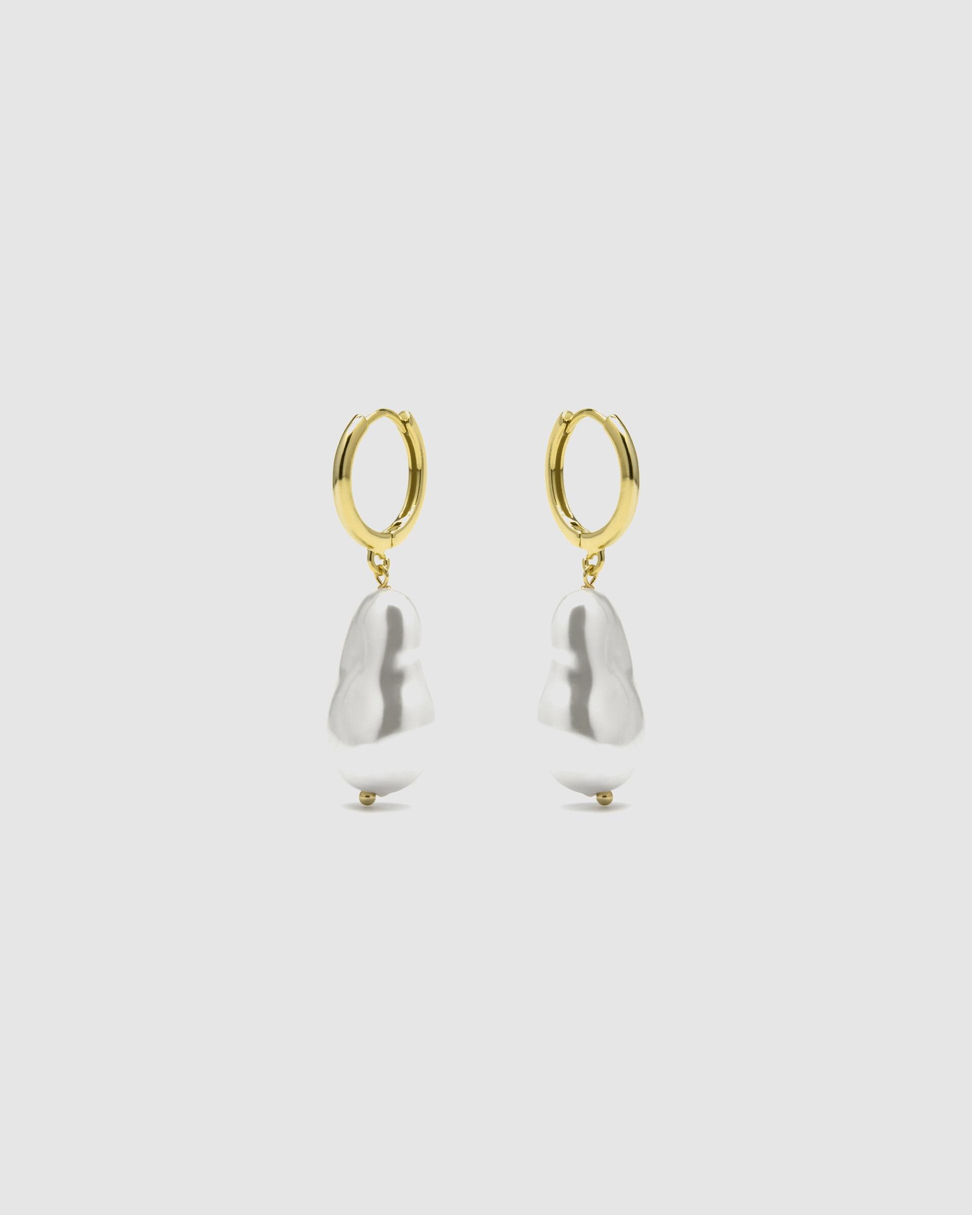 Brincos Trendy de Prata de Lei 925 com Acabamento em Ouro de 18 Quilates e Pérola Ouro-3