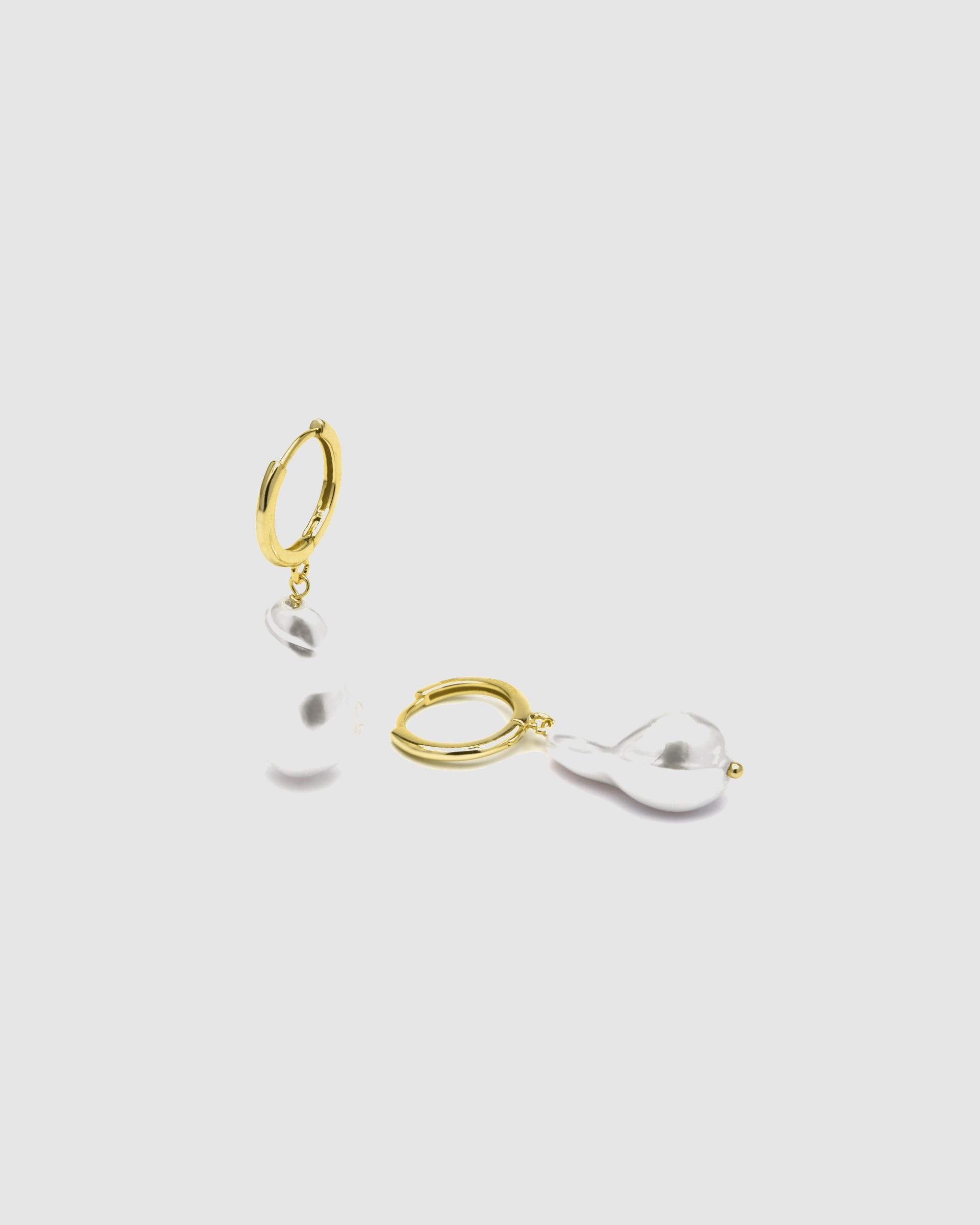Brincos Trendy de Prata de Lei 925 com Acabamento em Ouro de 18 Quilates e Pérola Ouro-5