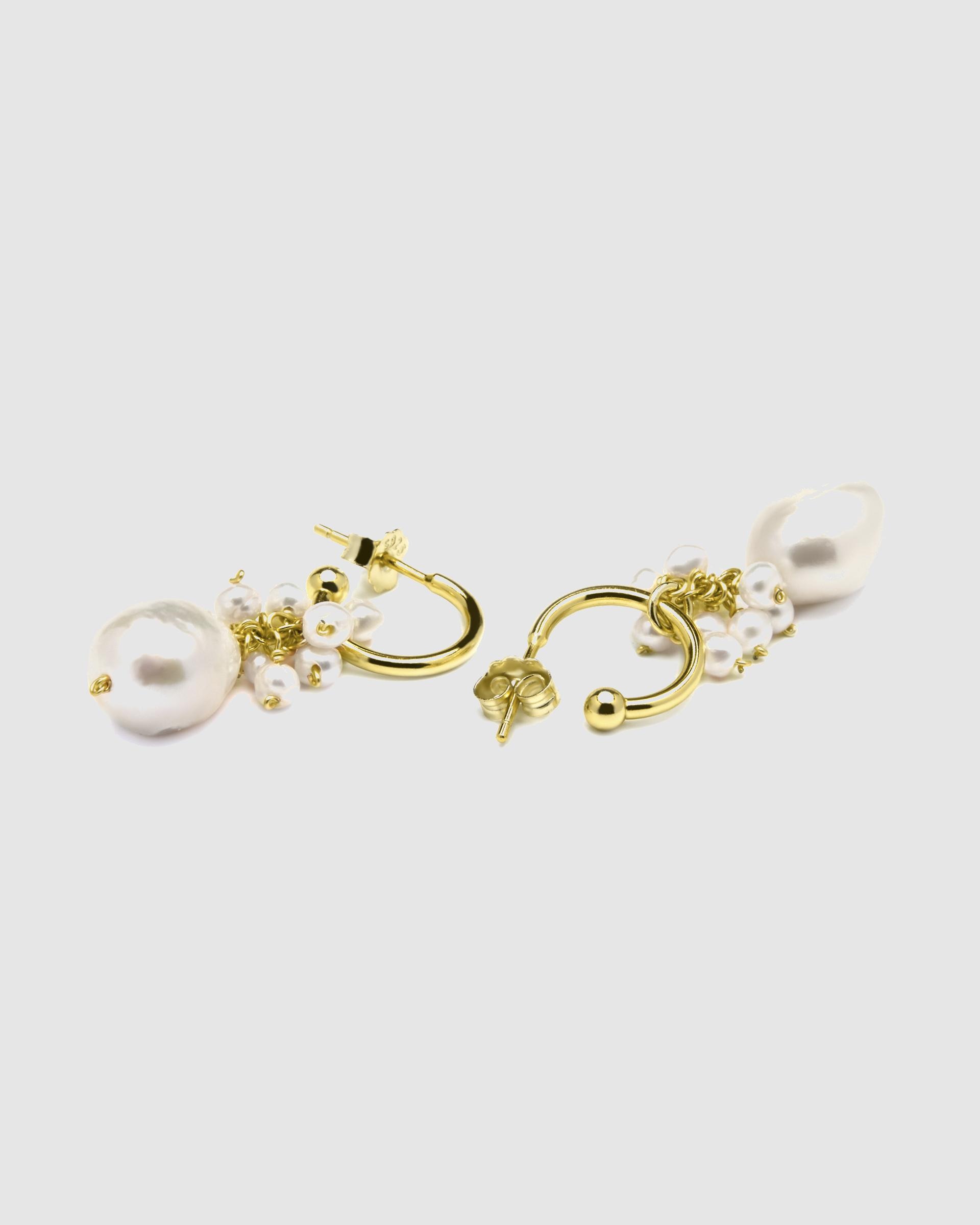 Brincos Momentos para Brilhar de Prata de Lei 925 com Acabamentos em Ouro de 18 Quilates e Pérola Branco-6