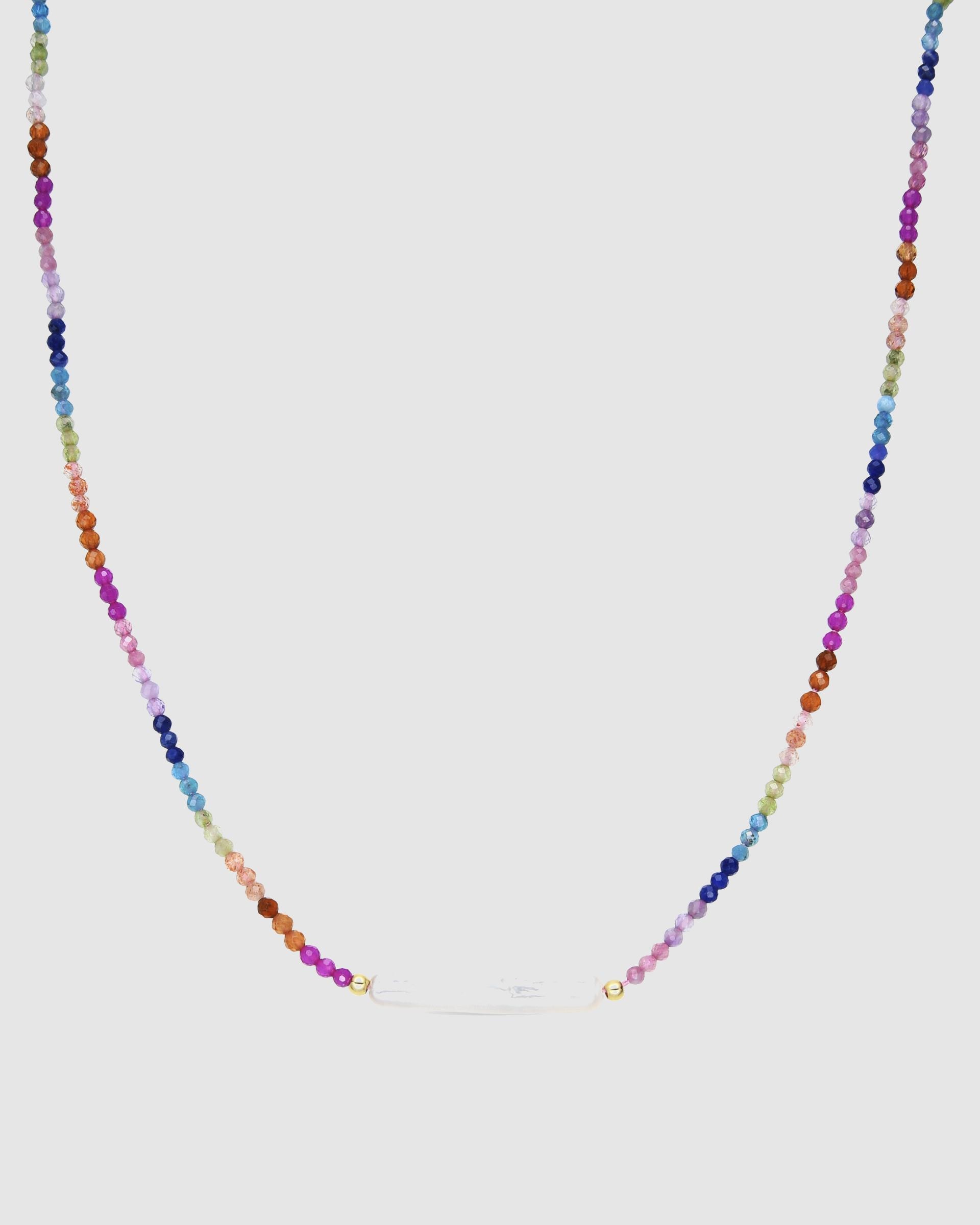 Colar Trendy de Prata de Lei 925 com Acabamento em Ouro de 18 Quilates e Zirconita Multicolor Multicolor-1