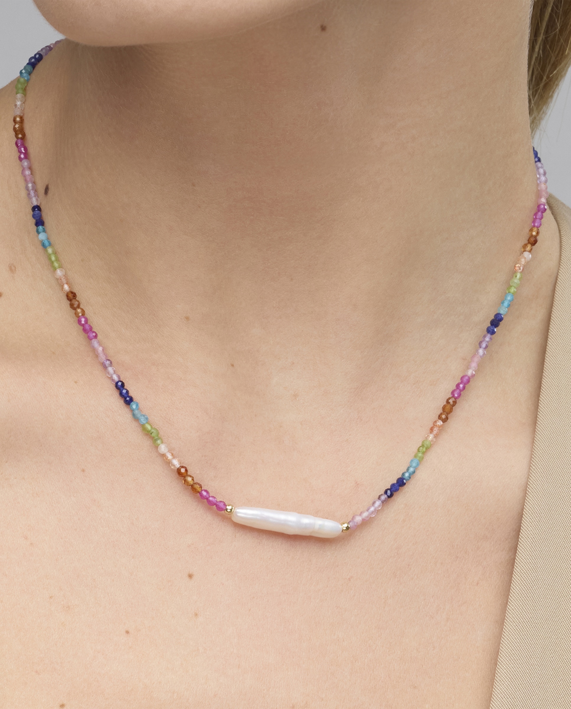 Colar Trendy de Prata de Lei 925 com Acabamento em Ouro de 18 Quilates e Zirconita Multicolor Multicolor-3