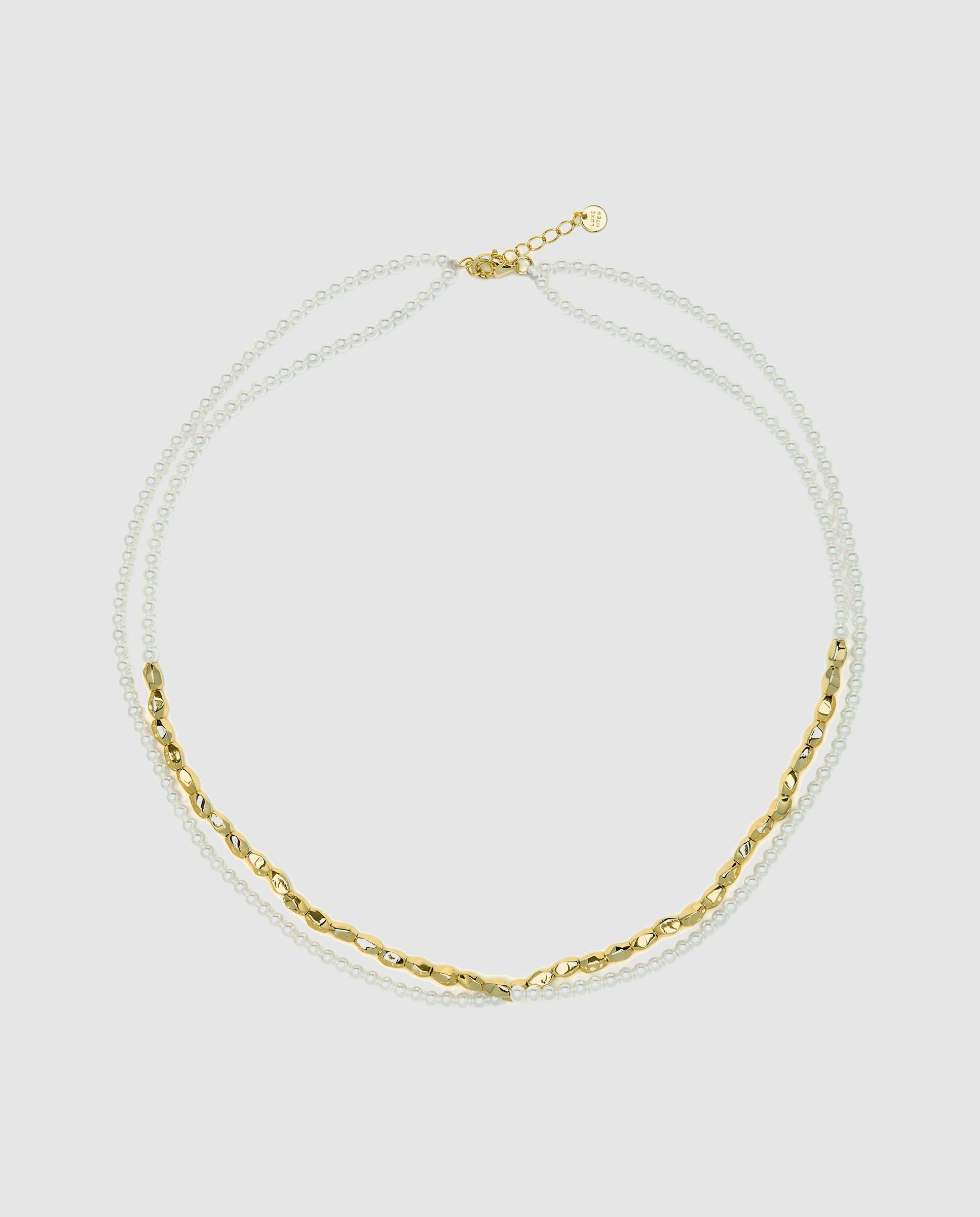 Colar Momentos para Brilhar de Prata de Lei 925 com Acabamento em Ouro de 18 Quilates com Pérola Ouro-3