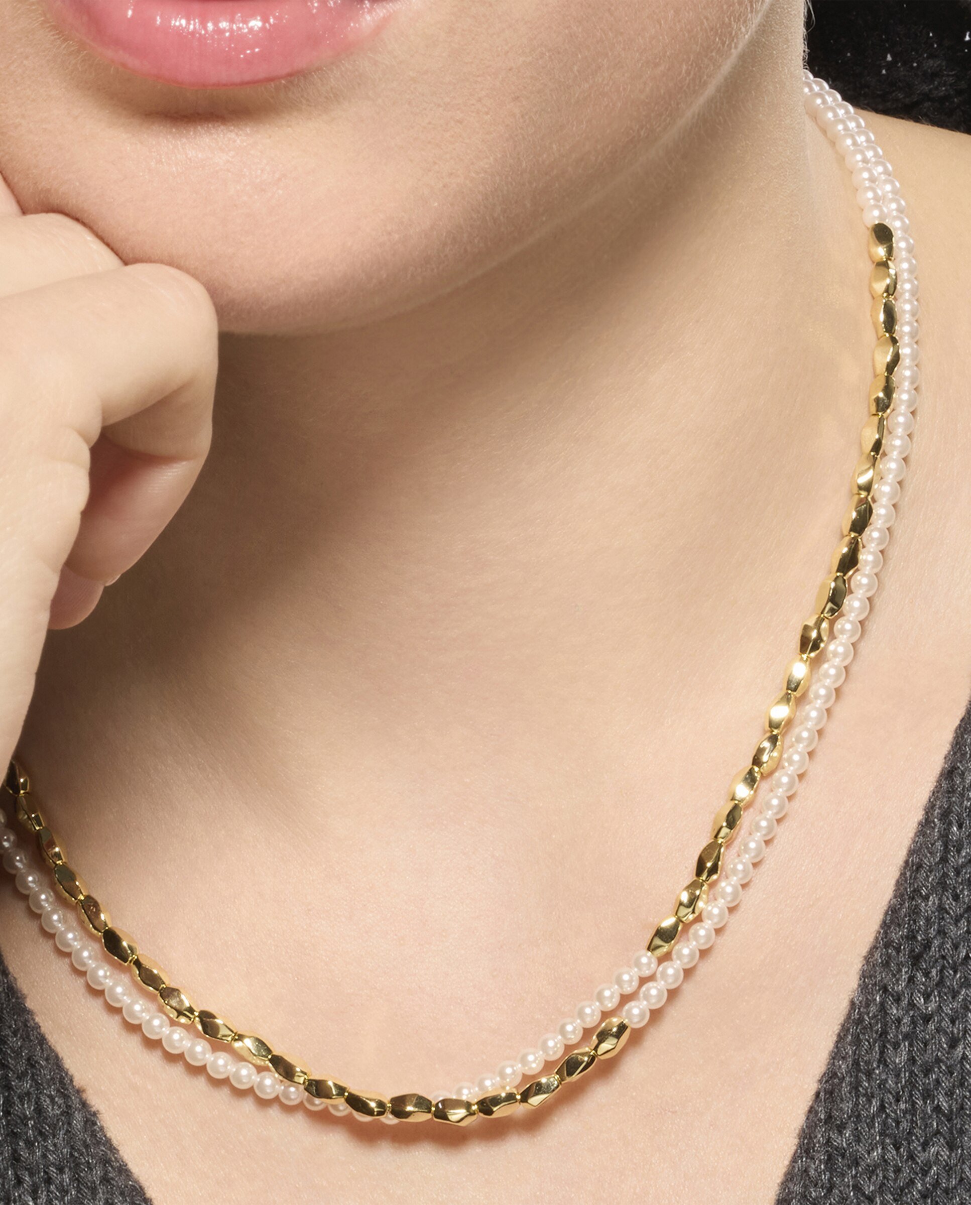 Colar Momentos para Brilhar de Prata de Lei 925 com Acabamento em Ouro de 18 Quilates com Pérola Ouro-4