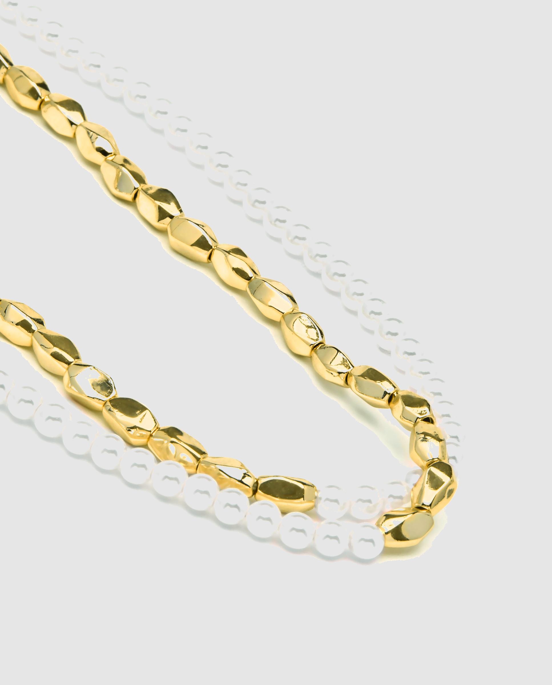 Colar Momentos para Brilhar de Prata de Lei 925 com Acabamento em Ouro de 18 Quilates com Pérola Ouro-6