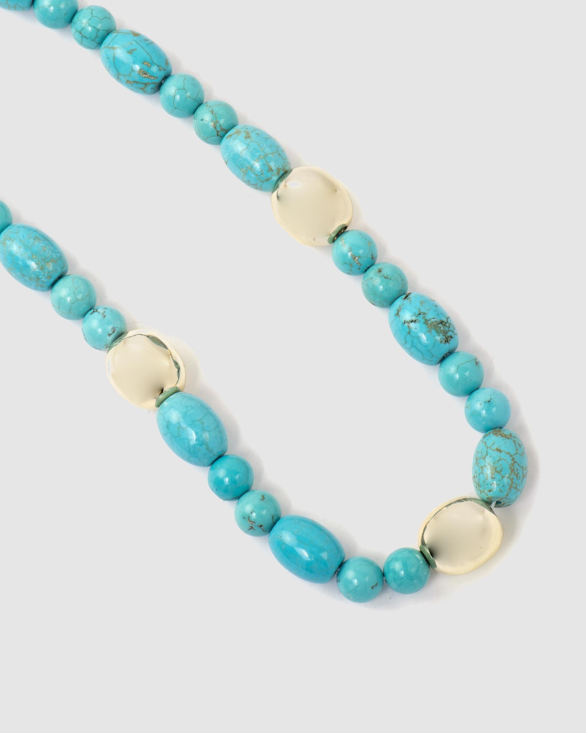 Colar Trendy de Prata de Lei 925 com Acabamento em Ouro de 18 Quilates e Turquesa Turquesa-6