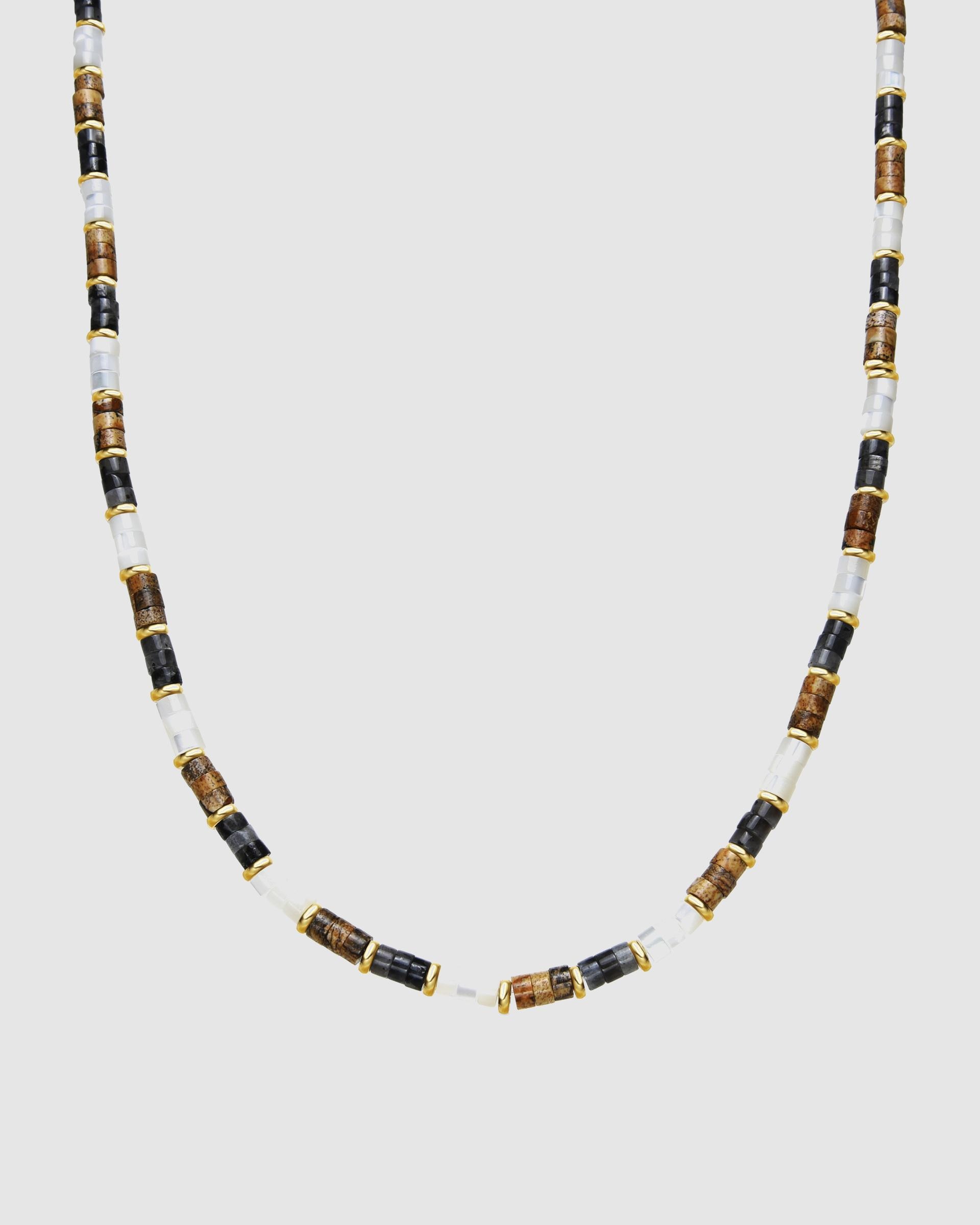 Colar Trendy de Prata de Lei 925 com Acabamento em Ouro de 18 Quilates com Olho de Tigre Ouro / Prata-1
