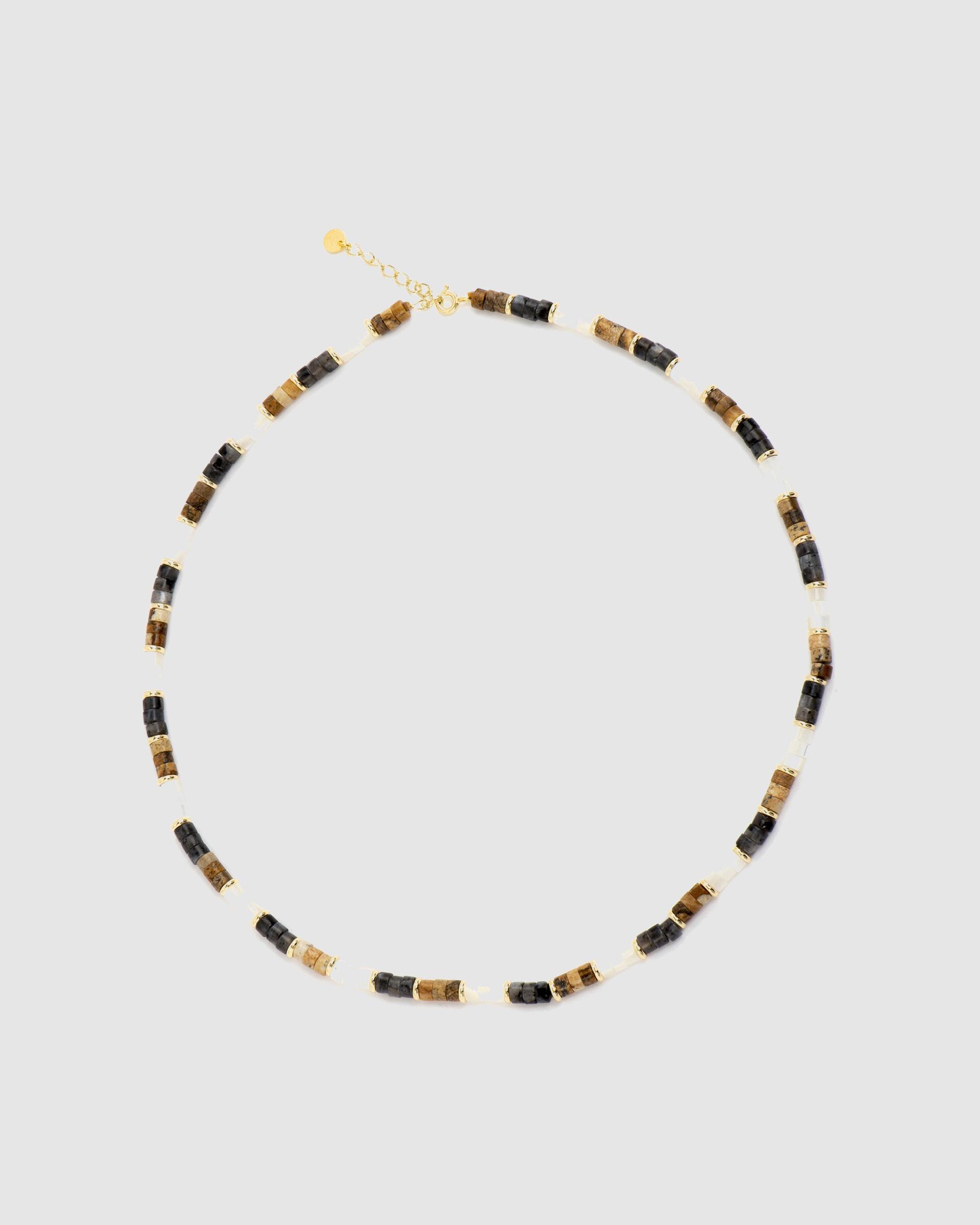 Colar Trendy de Prata de Lei 925 com Acabamento em Ouro de 18 Quilates com Olho de Tigre Ouro / Prata-4