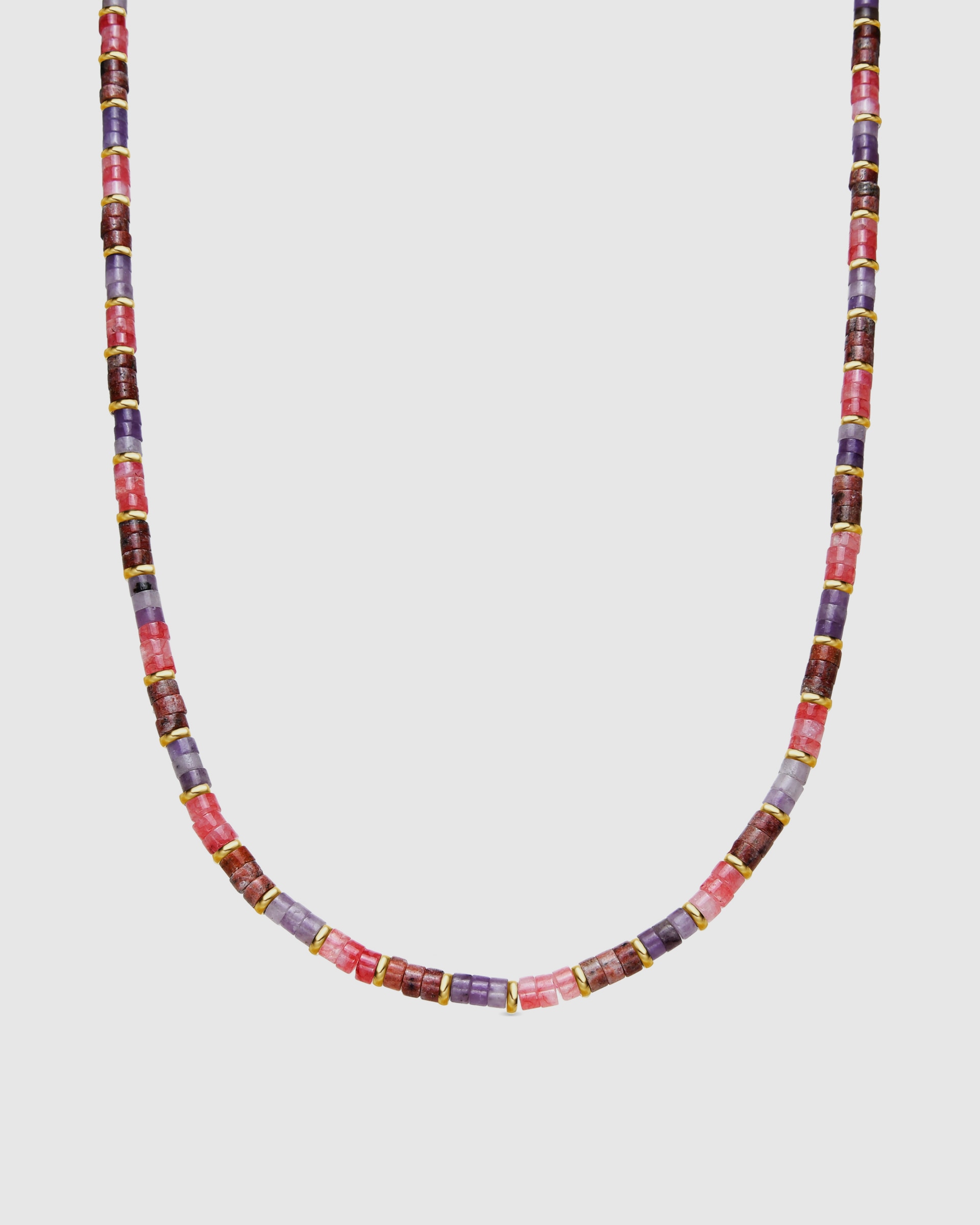 Colar Trendy de Prata de Lei 925 com Acabamento em Ouro de 18 Quilates com Ametista Natural Violeta-1