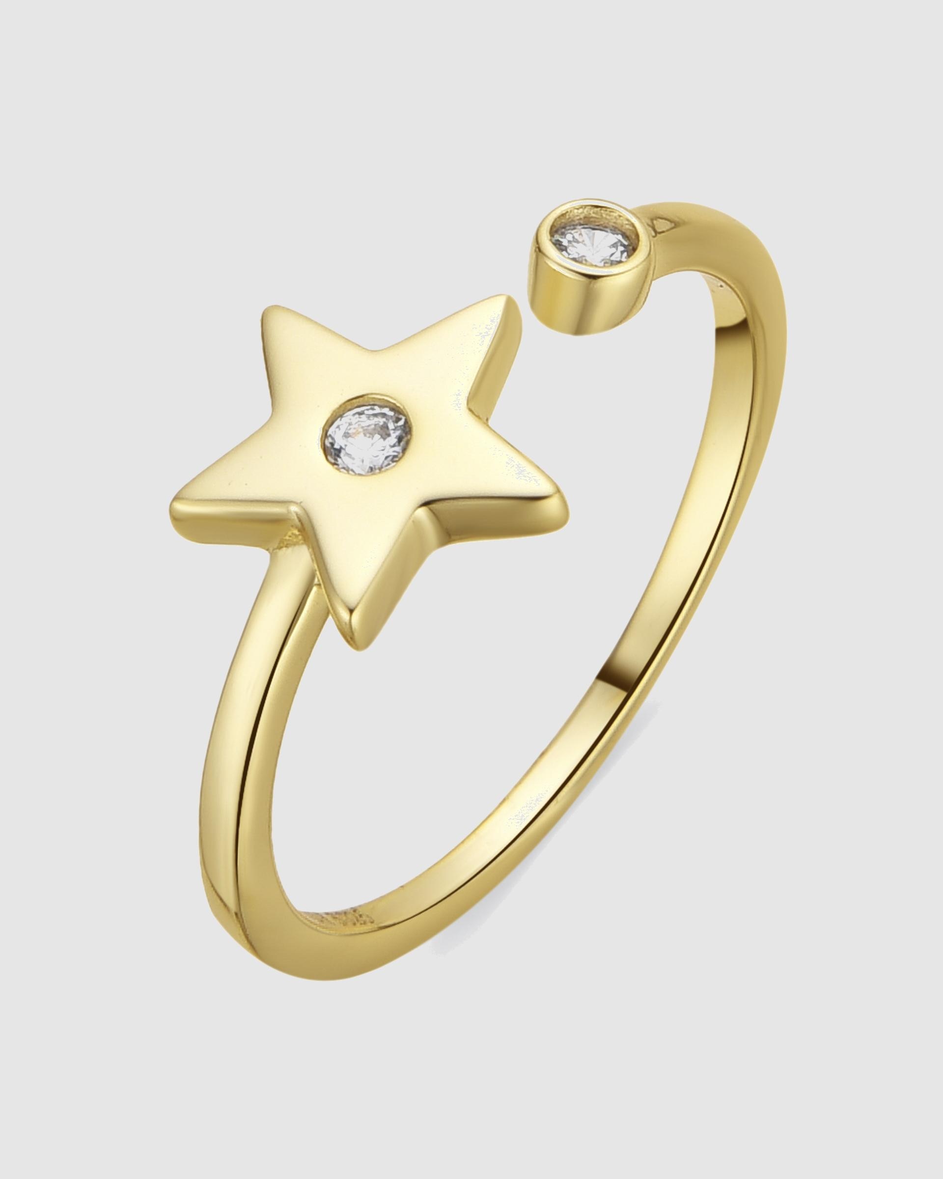 Anel Ajustável Pide Un Deseo de Prata de Lei 925 com Acabamento em Ouro de 18 Quilates e Zirconita Multicolor Multicolor-1