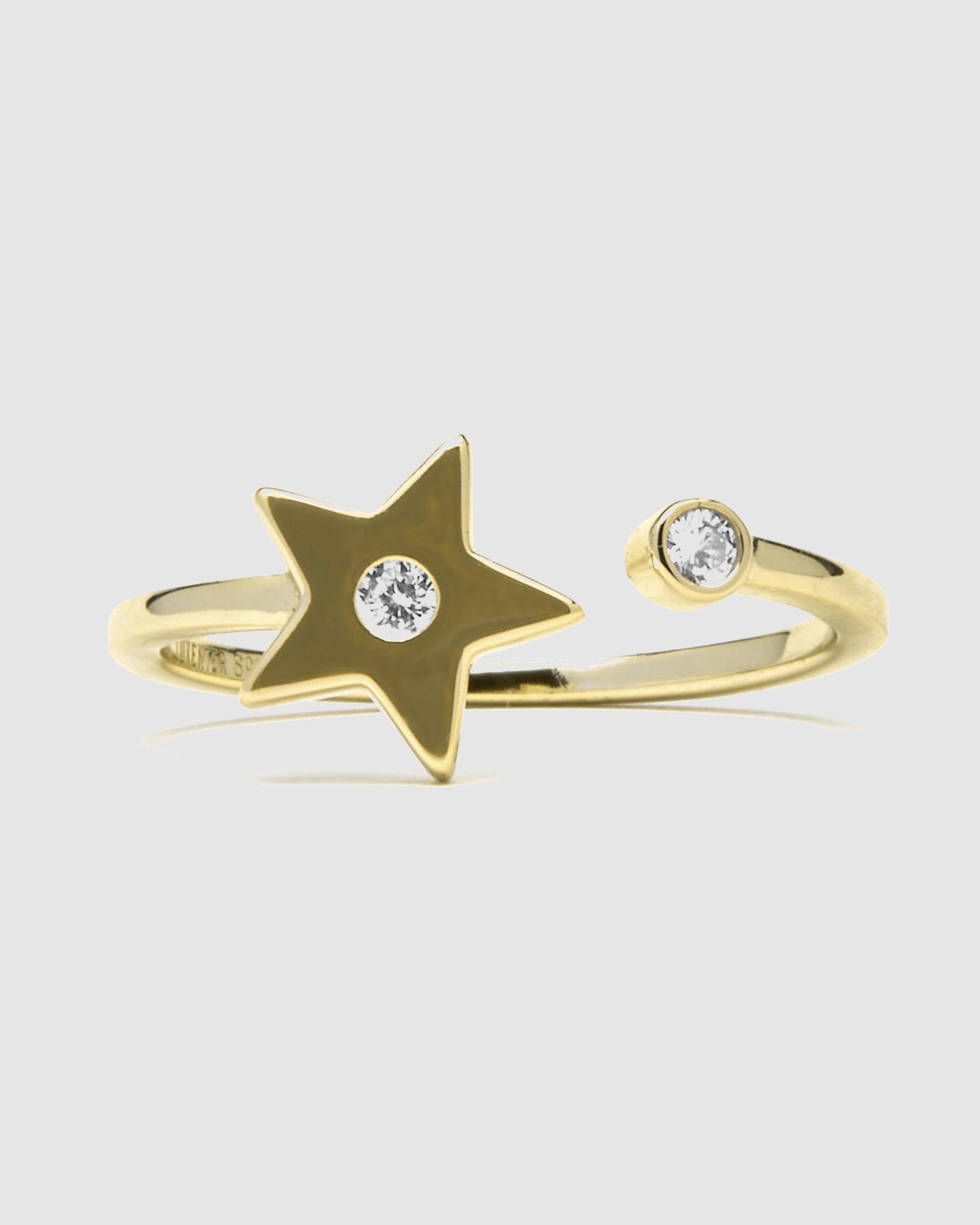 Anel Ajustável Pide Un Deseo de Prata de Lei 925 com Acabamento em Ouro de 18 Quilates e Zirconita Multicolor Multicolor-6