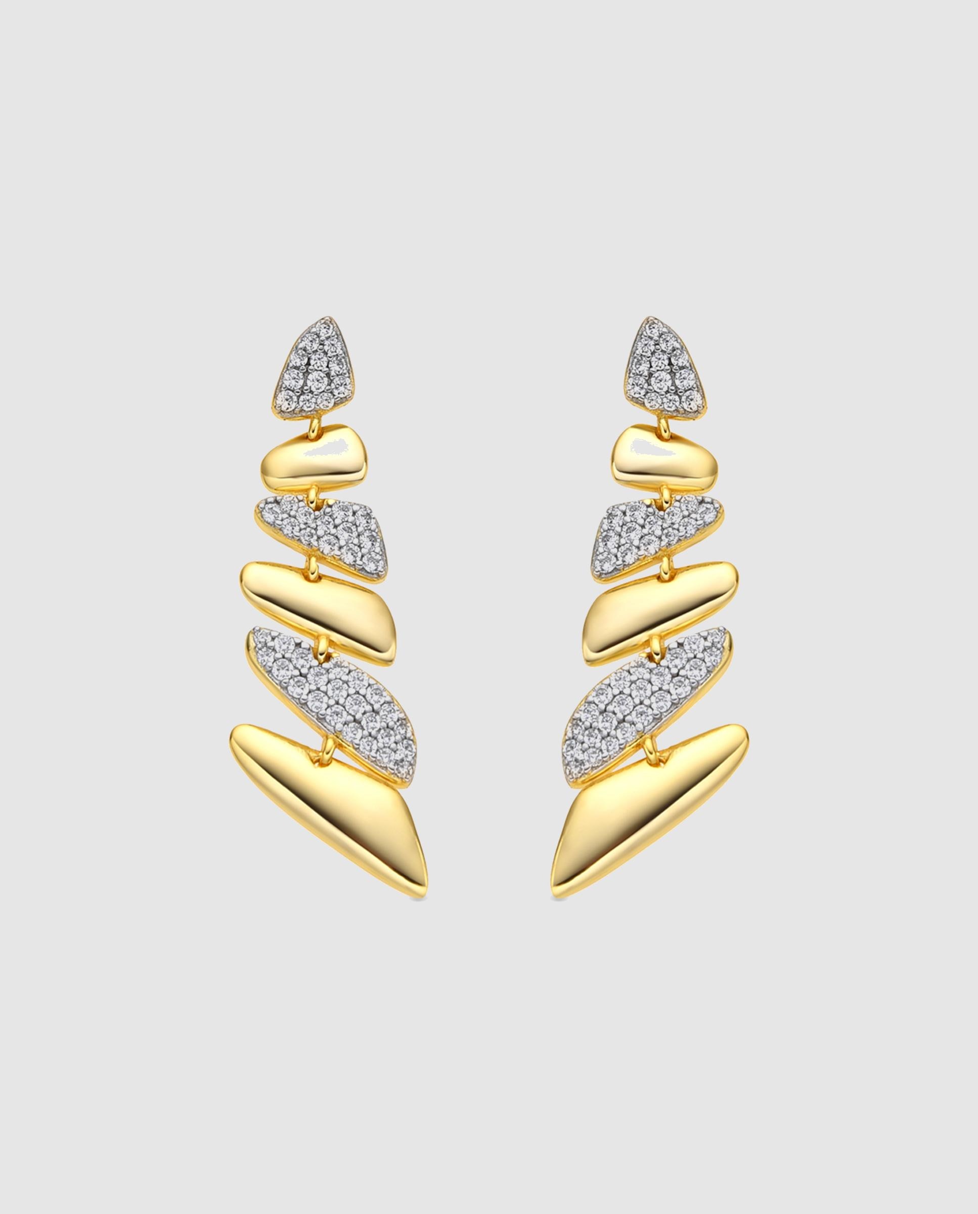 Brincos Momentos para Brilhar de Prata de Lei 925 com Acabamentos em Ouro de 18 Quilates e Zirconita Brilhante Ouro / Prata-1
