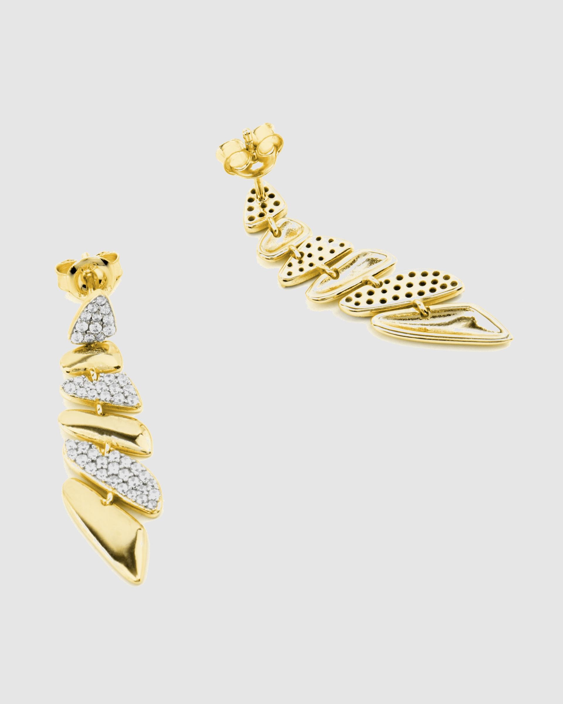 Brincos Momentos para Brilhar de Prata de Lei 925 com Acabamentos em Ouro de 18 Quilates e Zirconita Brilhante Ouro / Prata-6