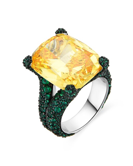 Imagem 0 de Anel Atelier com Acabamento em Ródio e Zirconita Padparacha