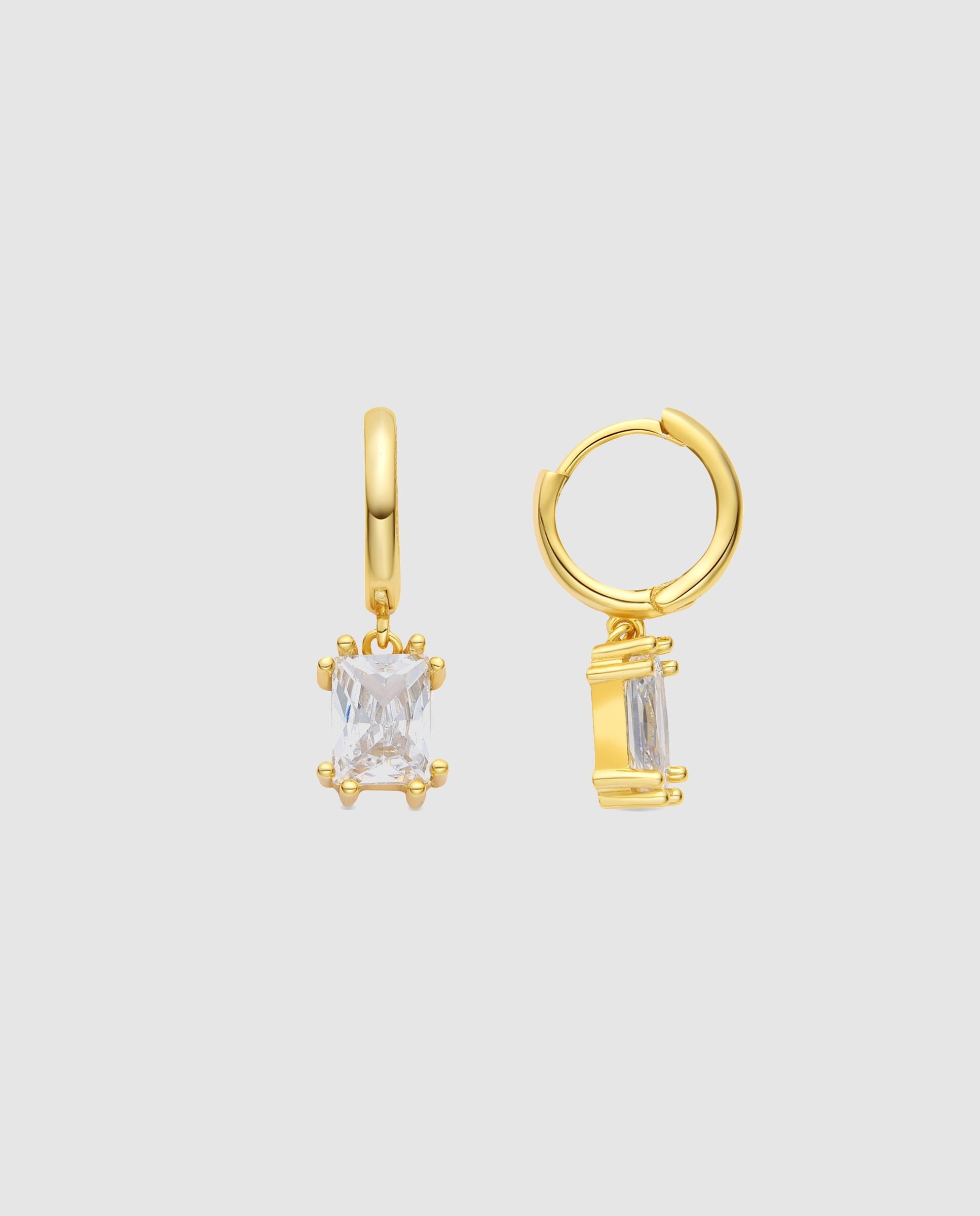 Brincos de Argola Momentos para Brilhar de Prata de Lei 925 com Acabamento em Ouro de 18 Quilates e Zirconita Brilhante Ouro-1