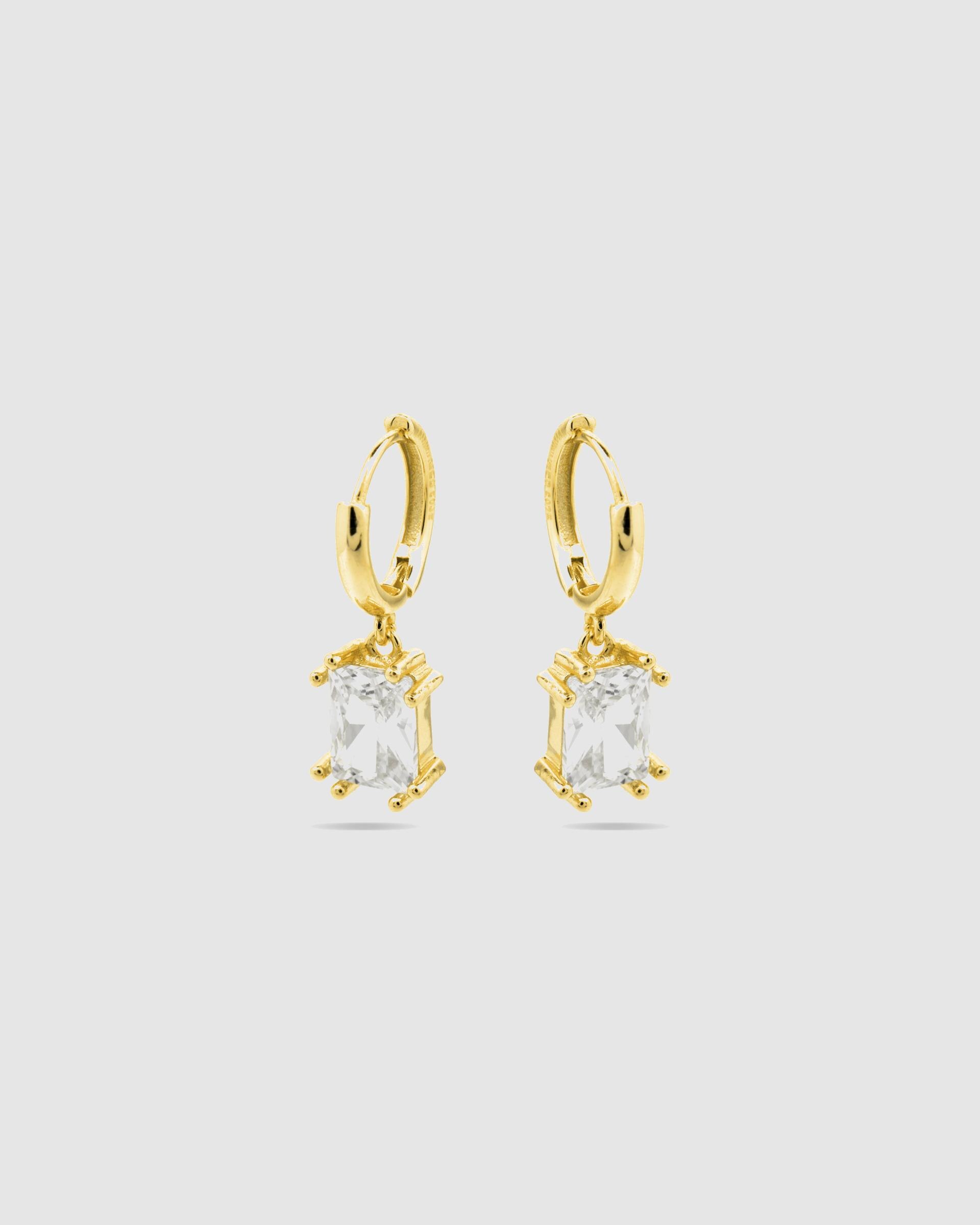 Brincos de Argola Momentos para Brilhar de Prata de Lei 925 com Acabamento em Ouro de 18 Quilates e Zirconita Brilhante Ouro-2