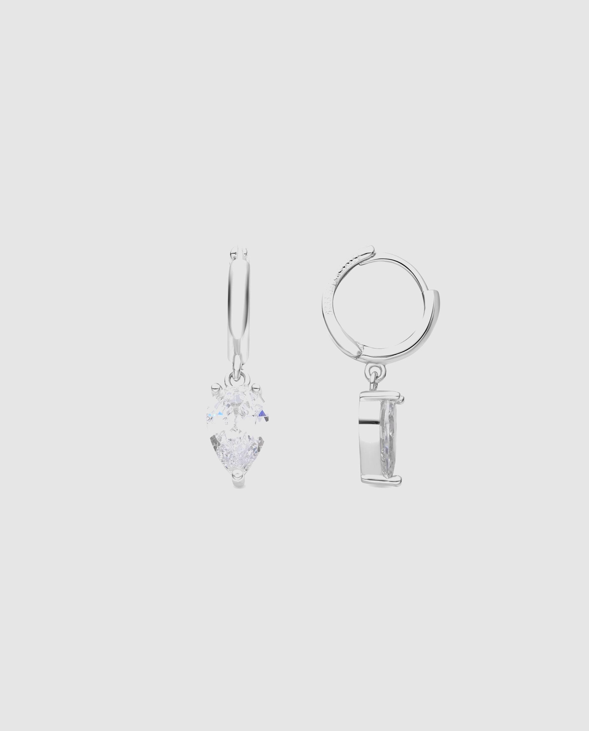Brincos de Argola Momentos para Brilhar de Prata de Lei 925 com Acabamento em Ródio e Zirconita Brilhante Prata brilhante / Transparente-1