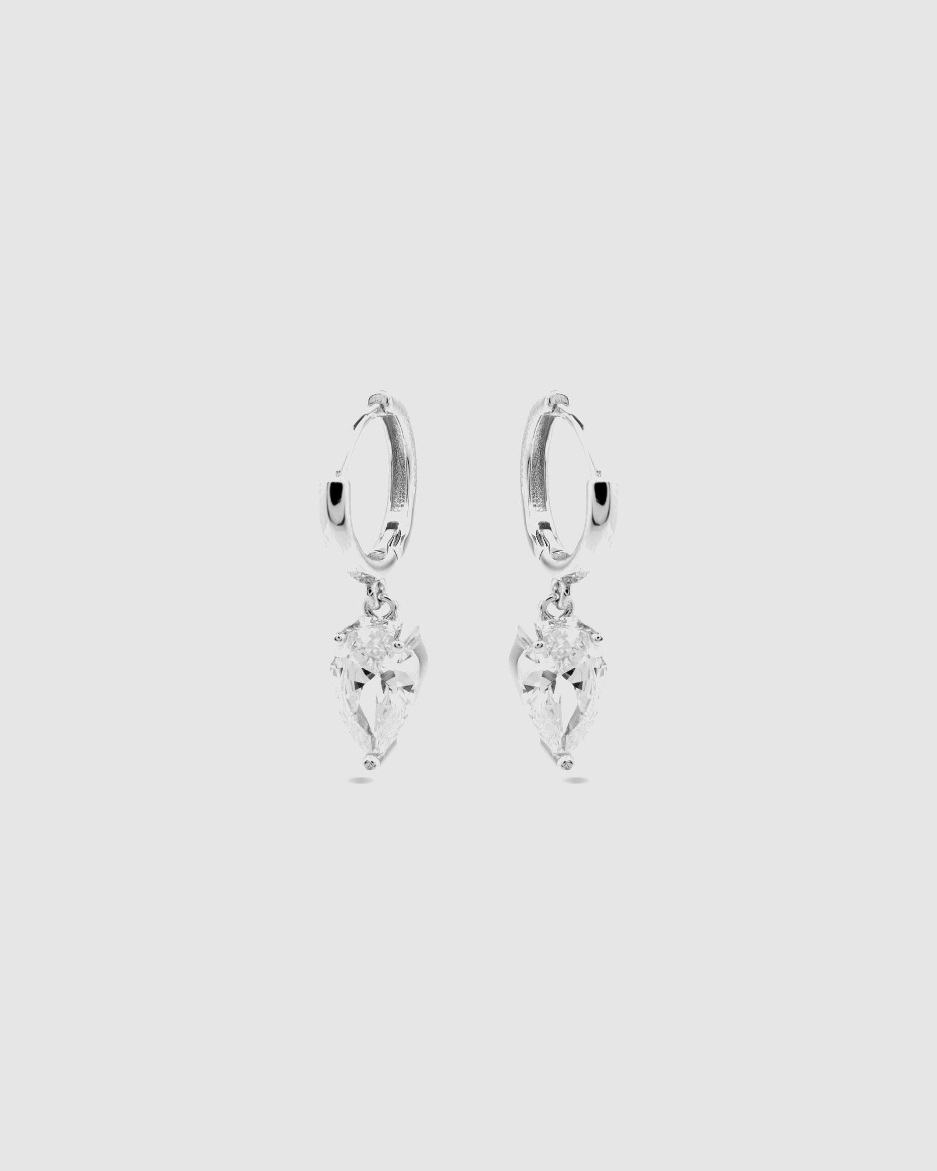 Brincos de Argola Momentos para Brilhar de Prata de Lei 925 com Acabamento em Ródio e Zirconita Brilhante Prata brilhante / Transparente-3