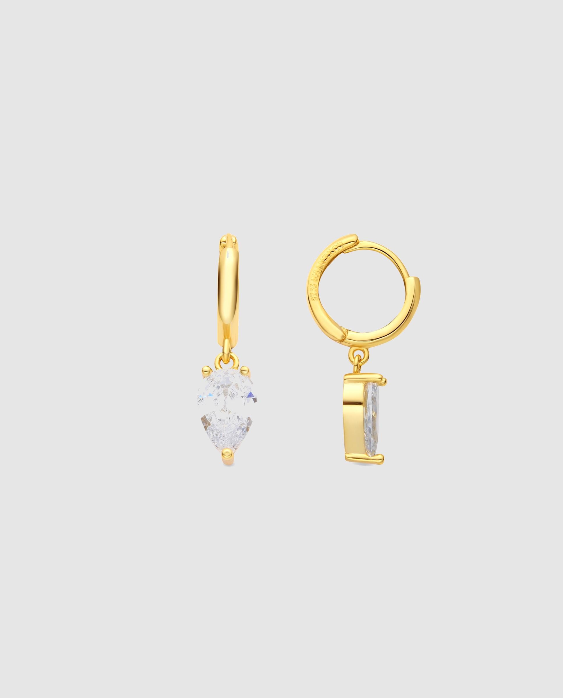 Brincos de Argola Momentos para Brilhar de Prata de Lei 925 com Acabamento em Ouro de 18 Quilates e Zirconita Brilhante Ouro-1