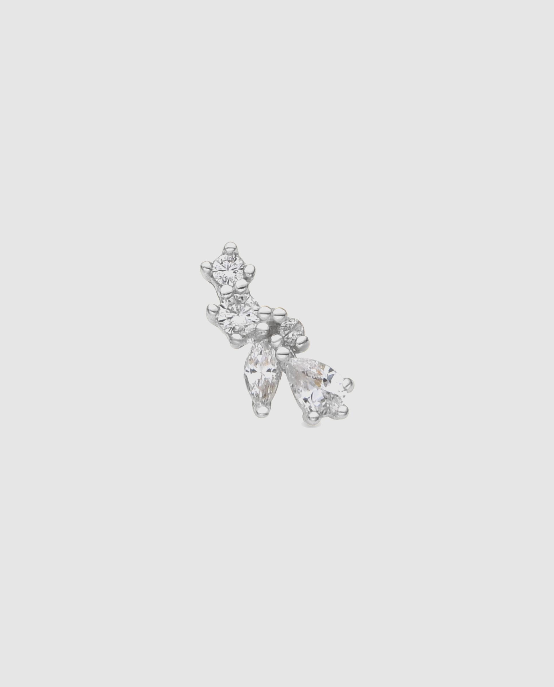 Piercing Personalizável de Prata de Lei 925 com Zircônia Brilhante Prata brilhante / Transparente-1