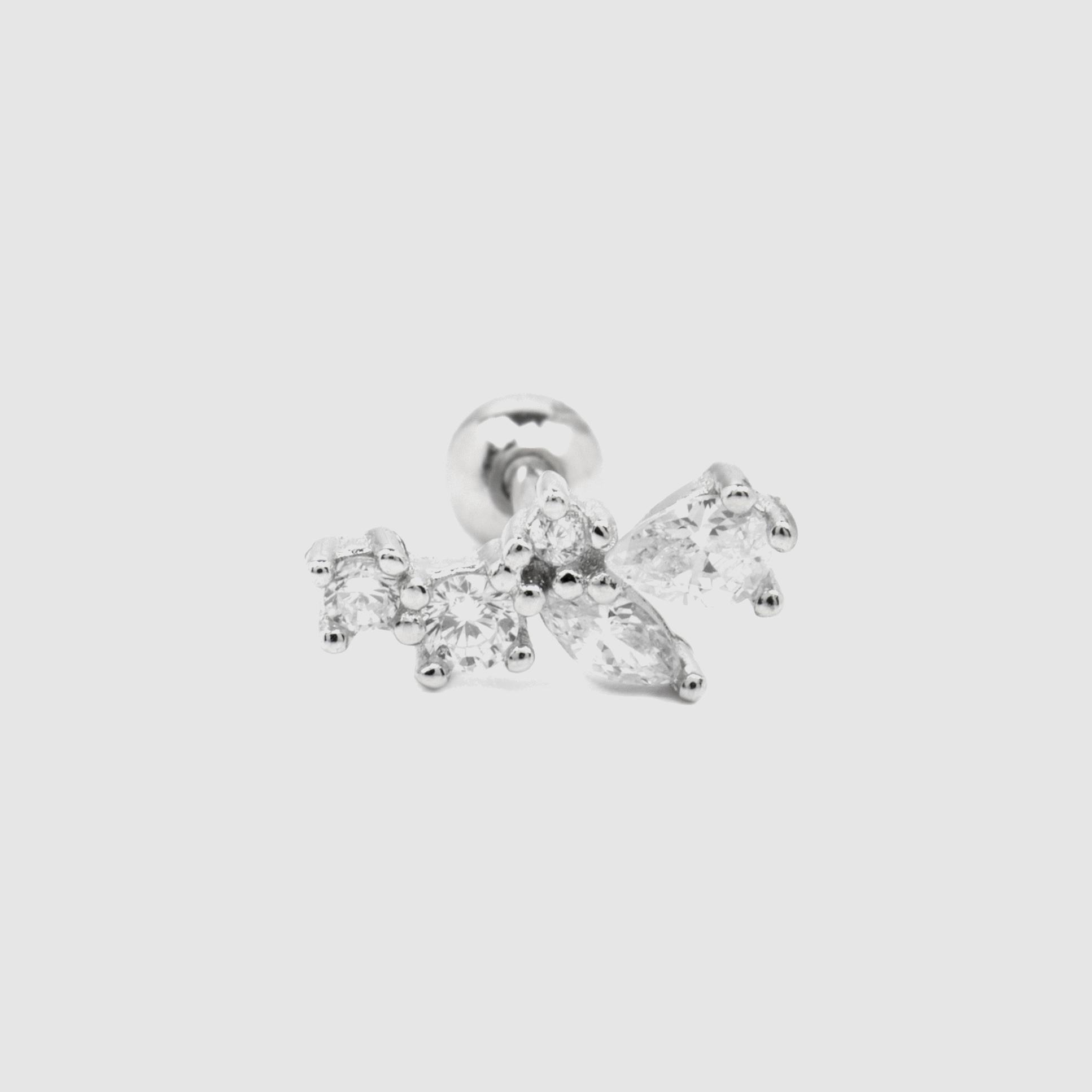 Piercing Personalizável de Prata de Lei 925 com Zircônia Brilhante Prata brilhante / Transparente-2