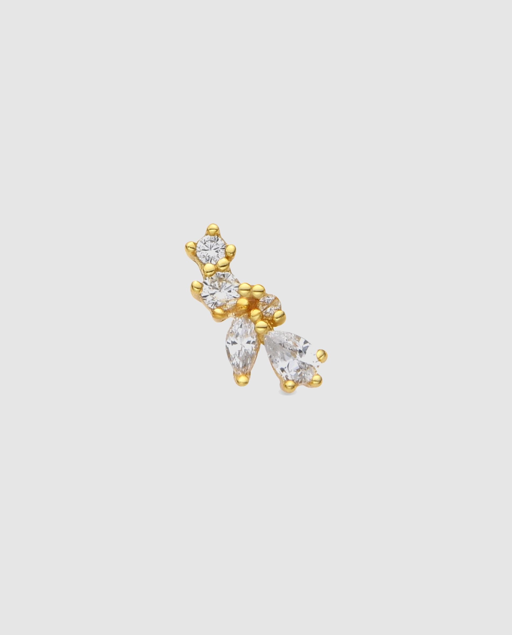 Piercing Personalizável de Prata de Lei 925 com Acabamento em Ouro de 18 Quilates e Zirconita Brilhante Ouro-1