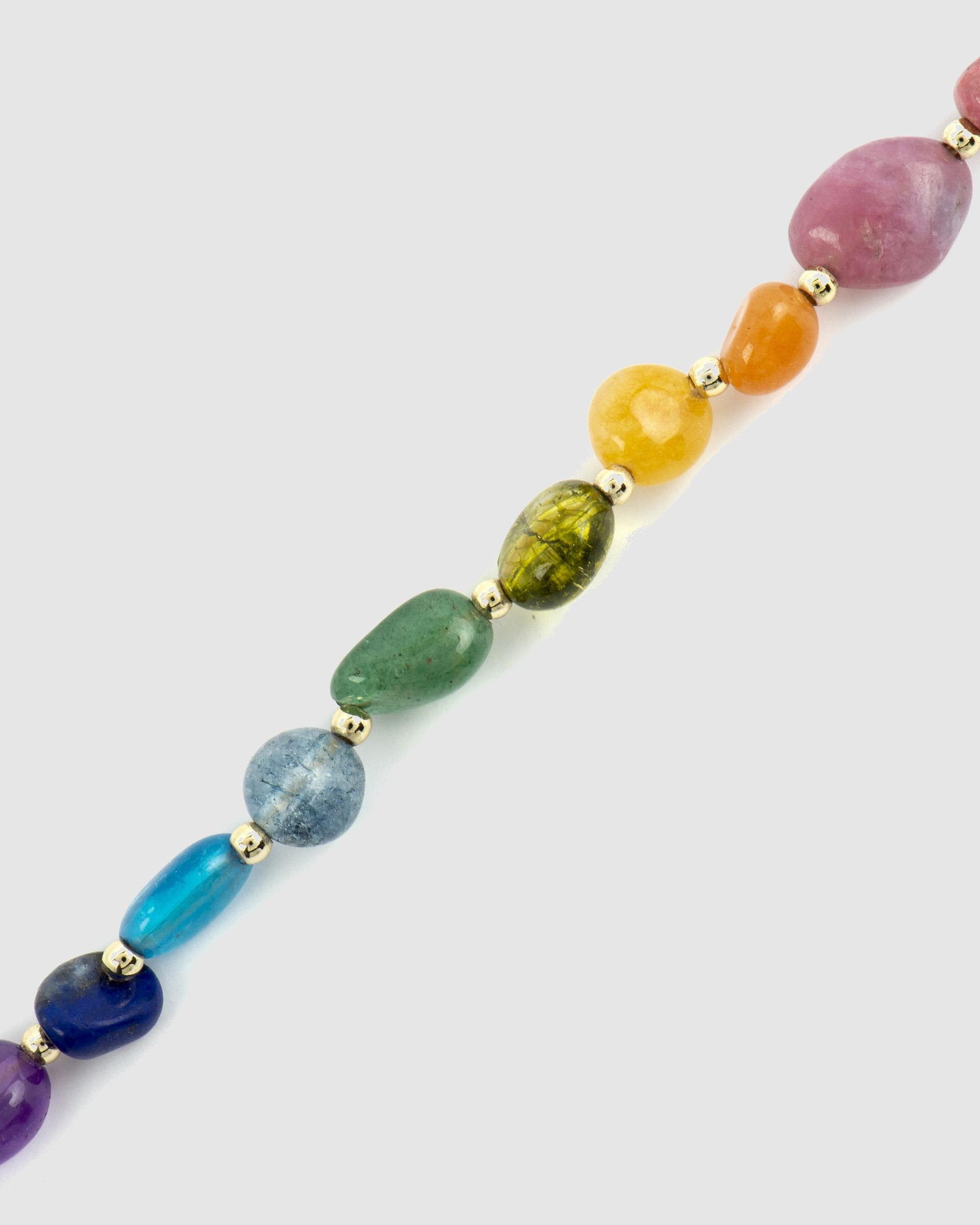 Pulseira de Corrente Boho Acabada em Ouro de 18 Quilates com Multicolor Pedra Natural Ouro-6