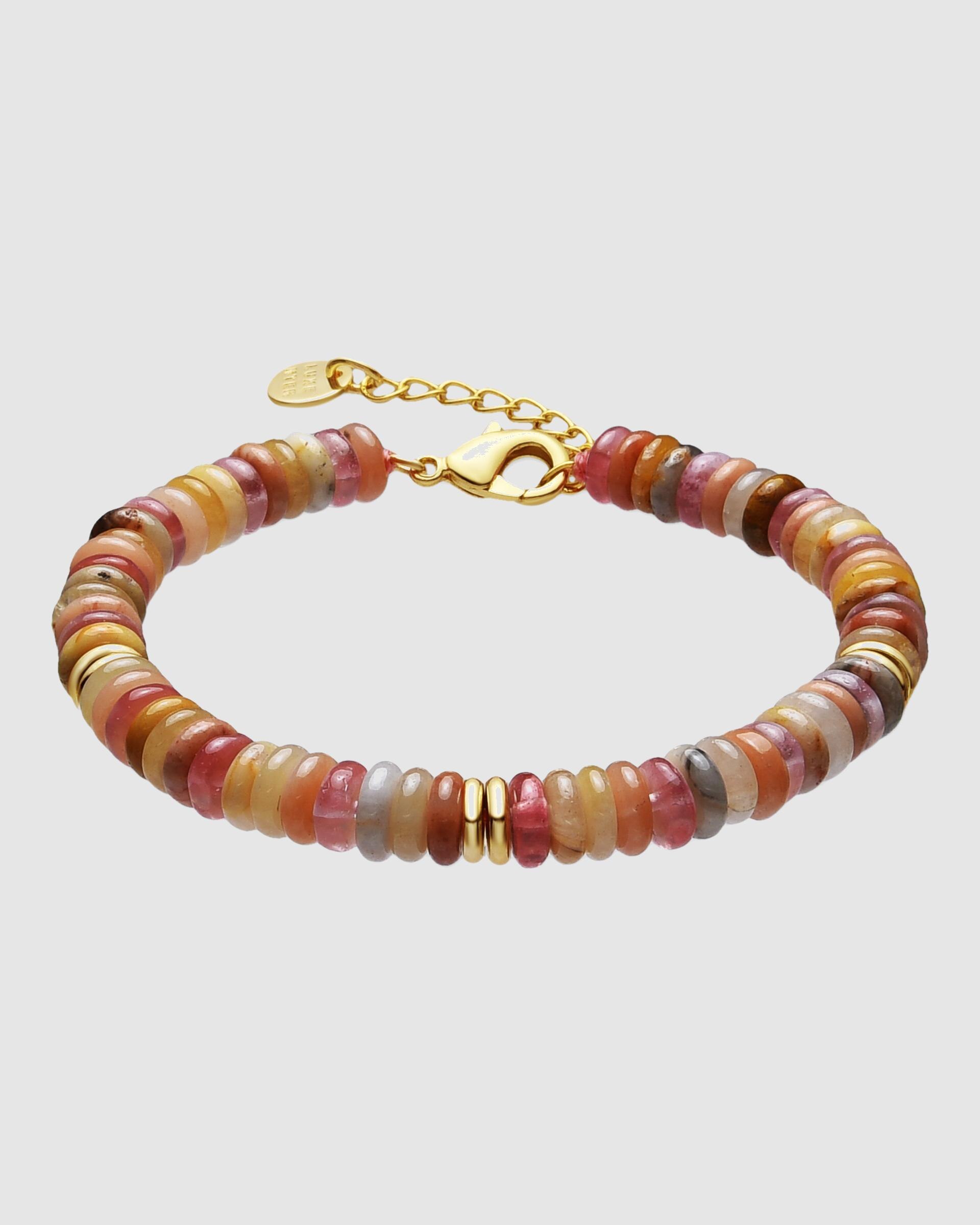 Pulseira de Corrente Boho Acabada em Ouro de 18 Quilates com Multicolor Pedra Natural Ouro-1