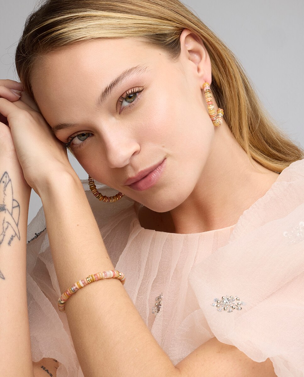 Pulseira de Corrente Boho Acabada em Ouro de 18 Quilates com Multicolor Pedra Natural Ouro-2