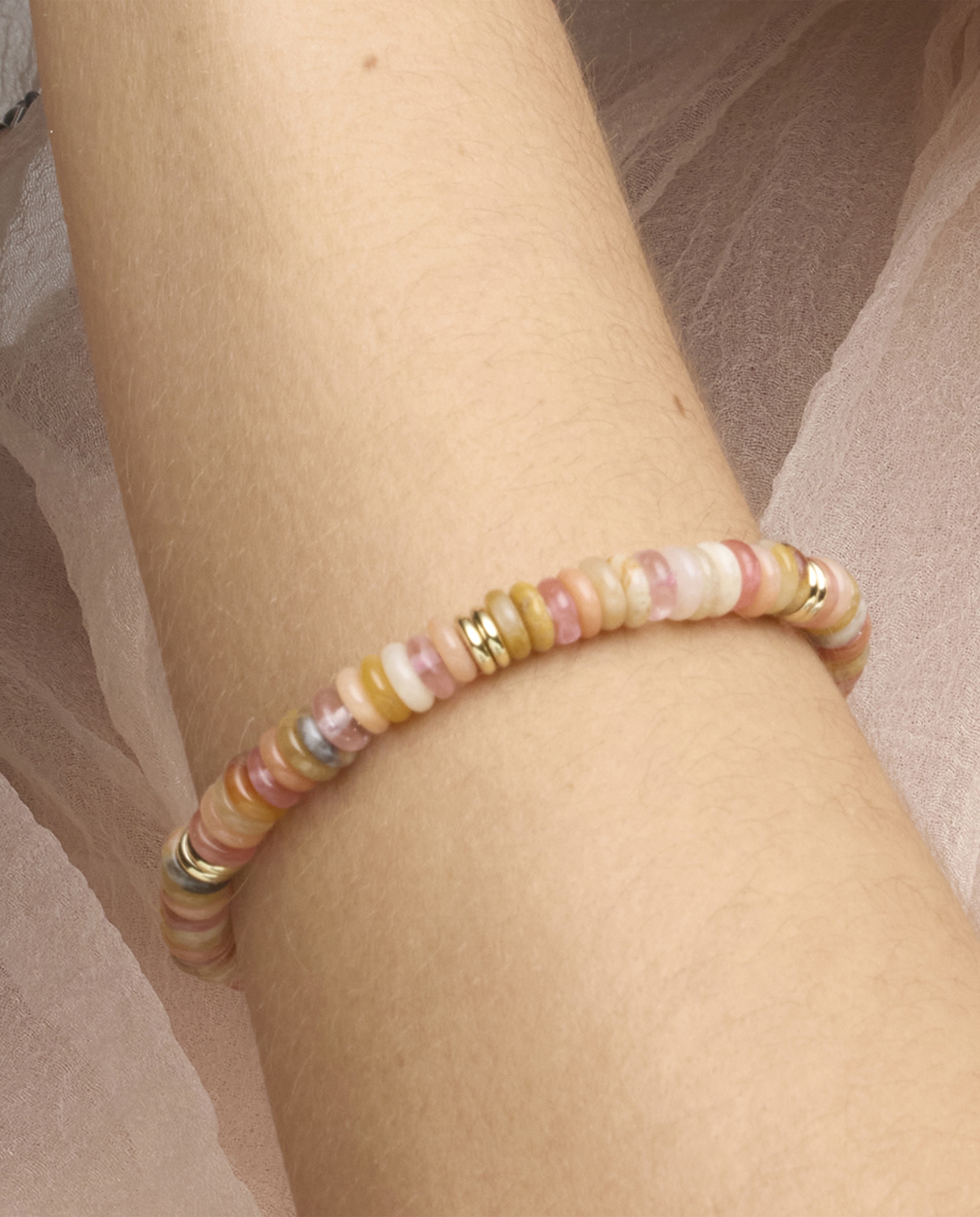 Pulseira de Corrente Boho Acabada em Ouro de 18 Quilates com Multicolor Pedra Natural Ouro-3