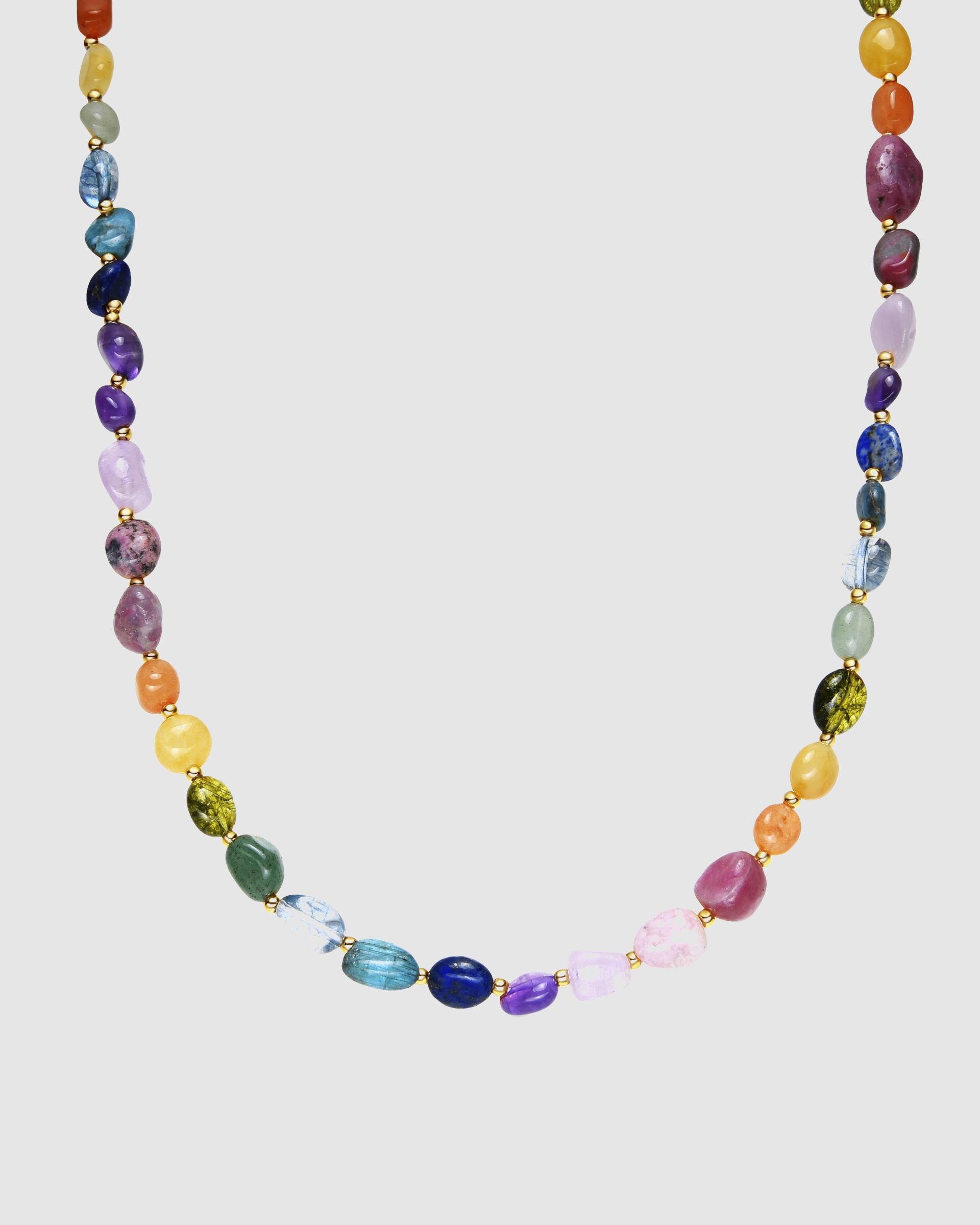 Colar Boho com Acabamento em Ouro de 18 Quilates com Pedra Natural Multicolor Multicolor-1